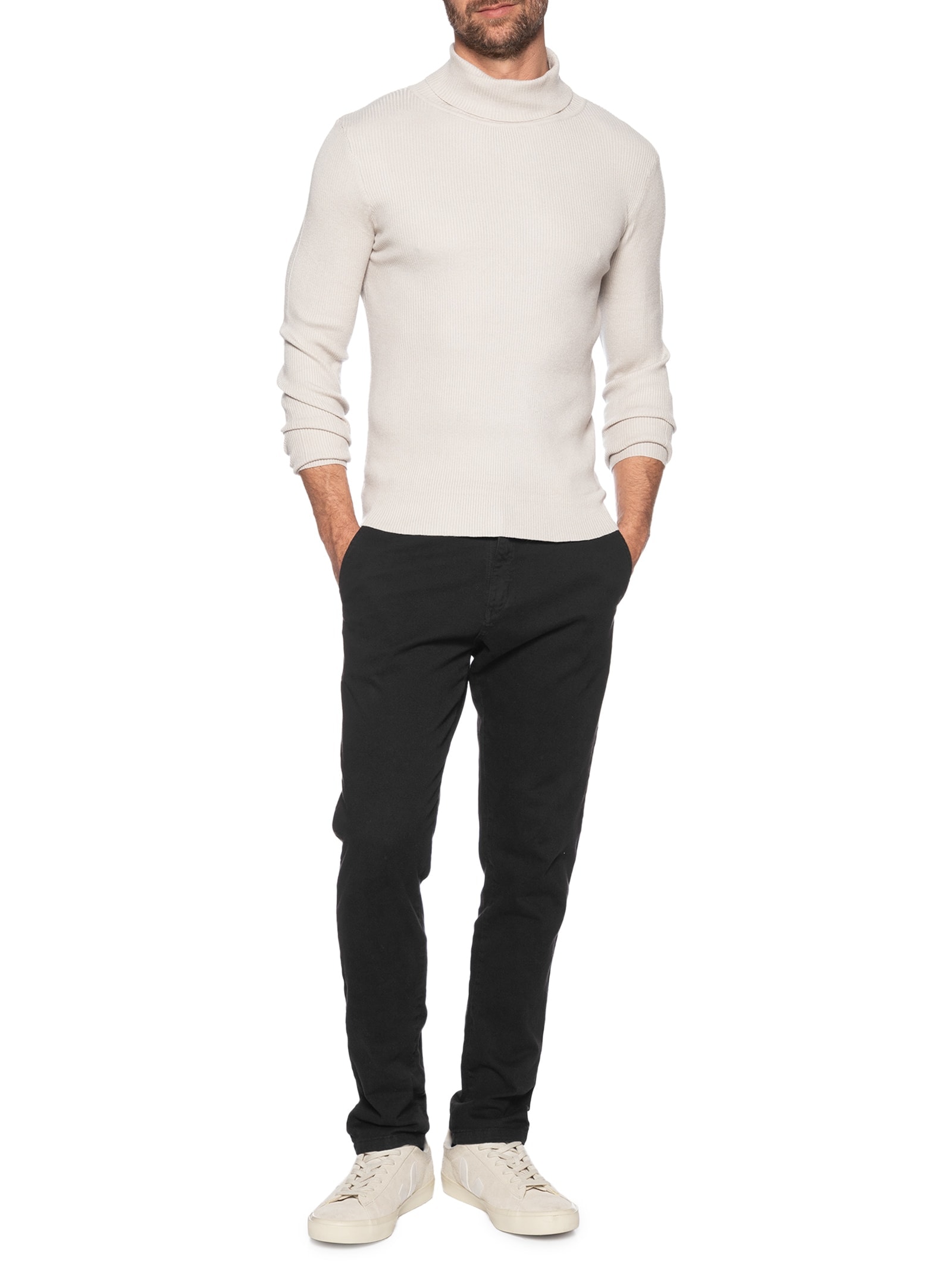 Suéter Masculino Básico Gola Alta Cinza '2 Essential
