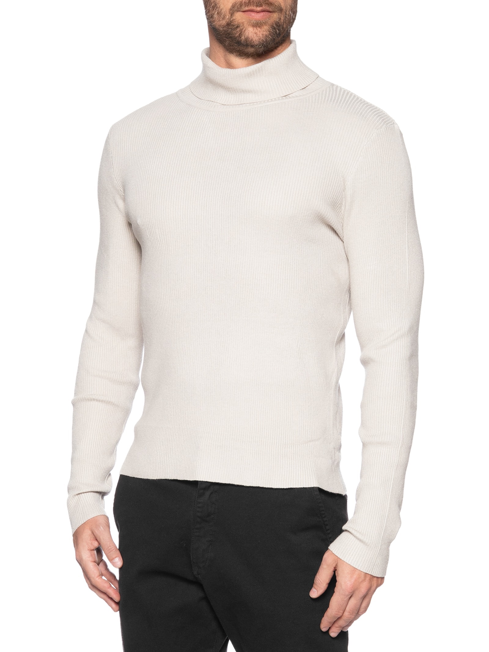 Suéter Masculino Básico Gola Alta Cinza '2 Essential