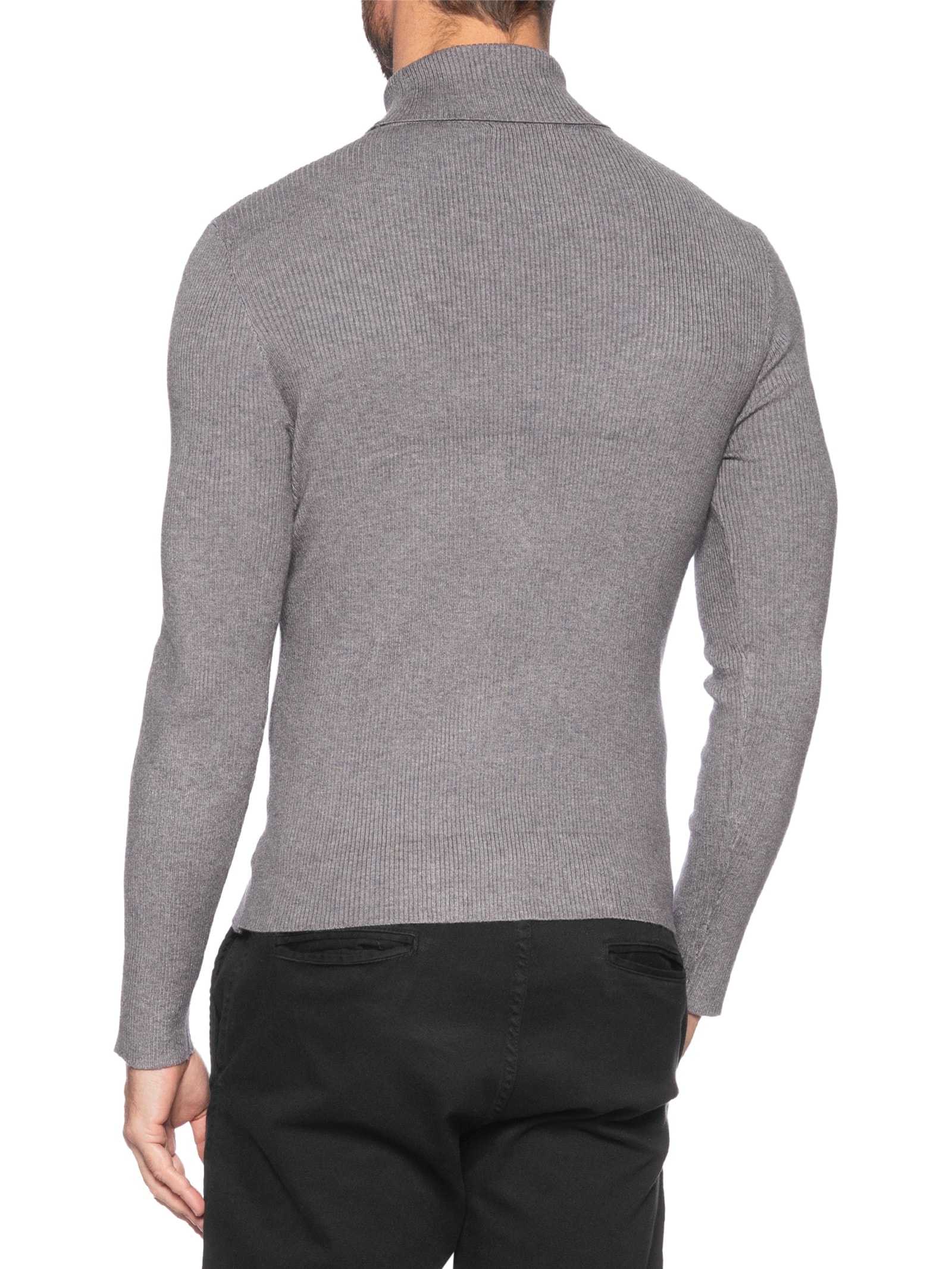 Suéter Masculino Básico Gola Alta Cinza '2 Essential
