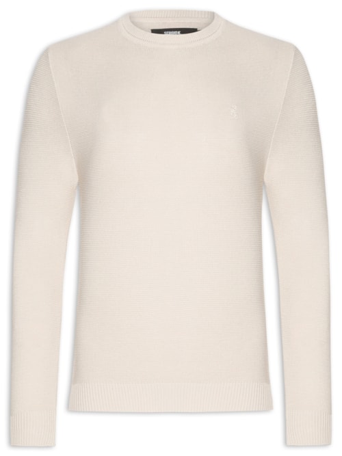 Suéter Masculino Básico Gola Careca em Tricot – Off White