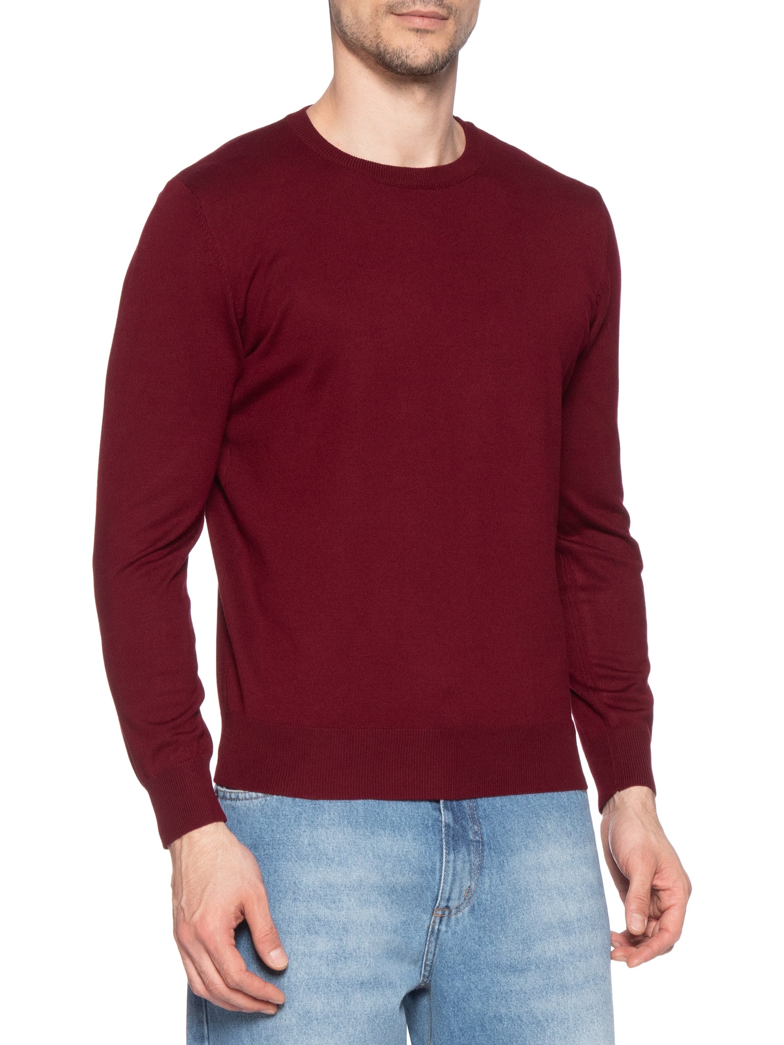 Suéter Masculino Básico Gola Redonda Vermelho Basiq Men