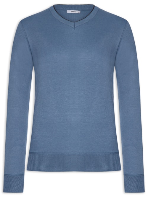 Suéter Masculino Básico Gola V – Azul