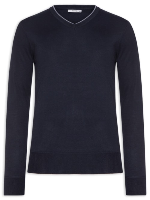 Suéter Masculino Básico Gola V – Azul