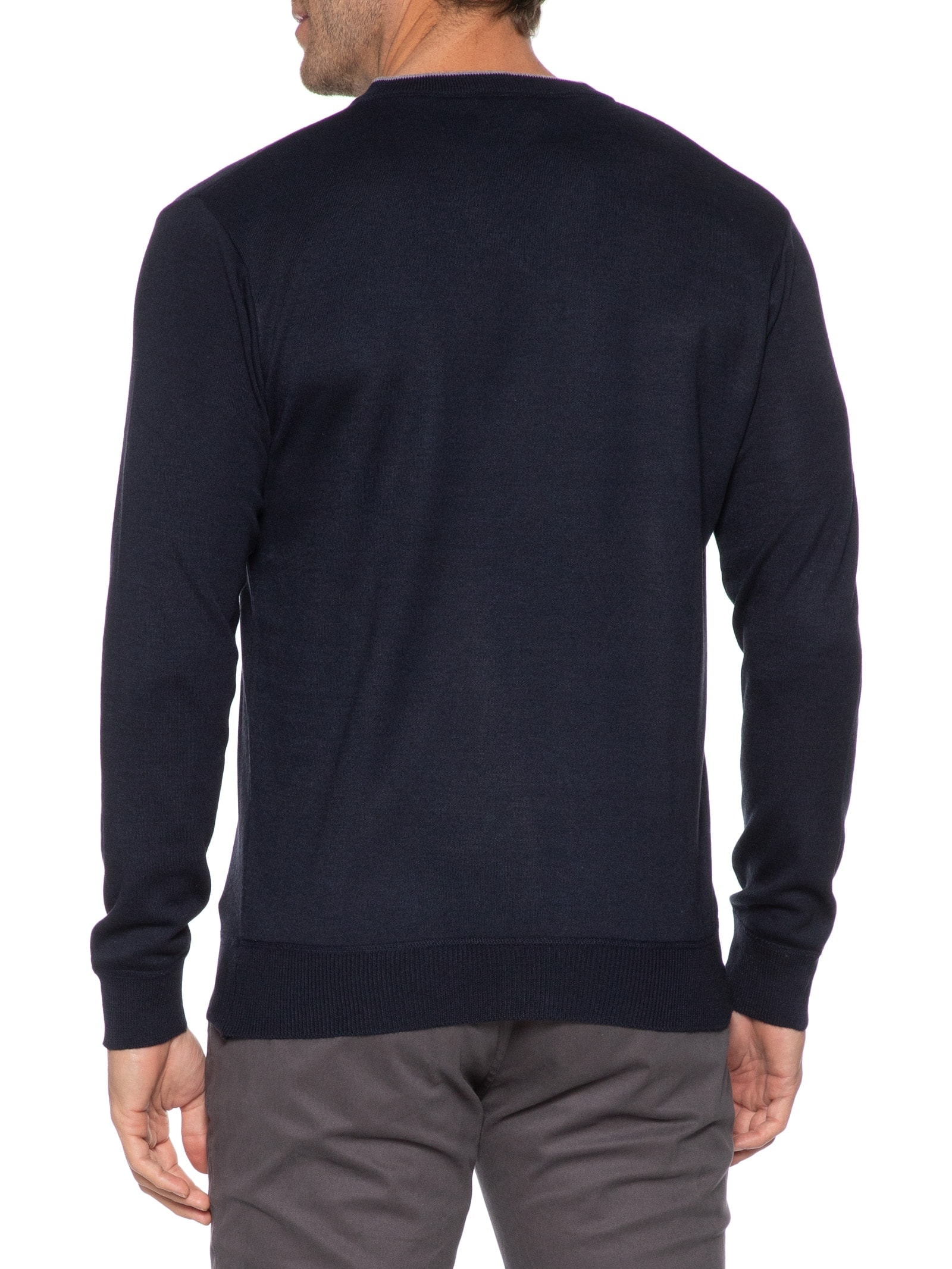 Suéter Masculino Básico Gola V Azul Basiq Men