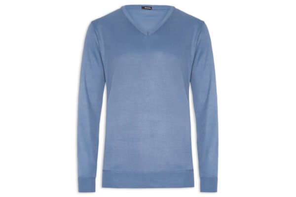 Suéter Masculino Básico Gola V - Azul