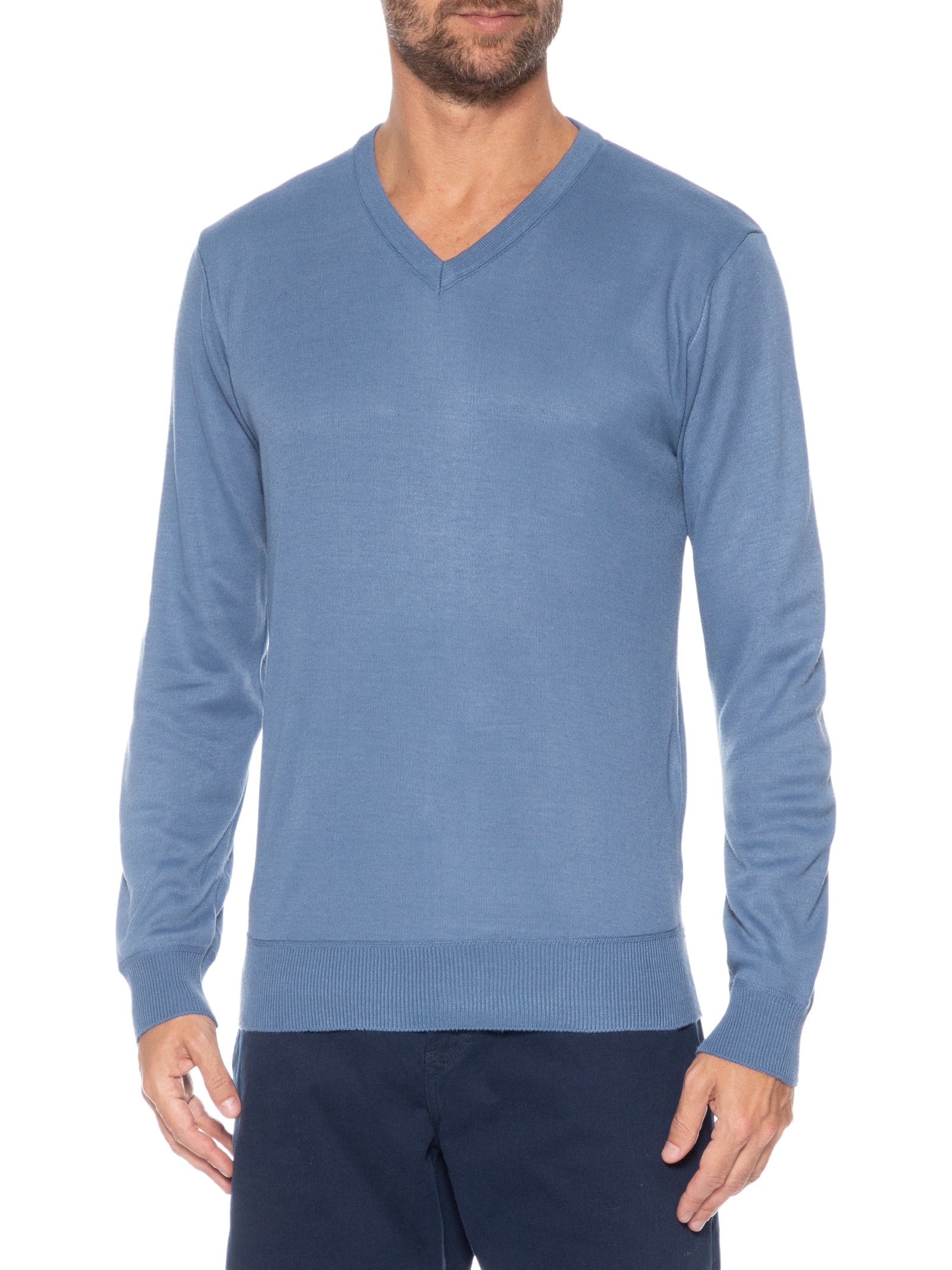 Suéter Masculino Básico Gola V Azul Basiq Men