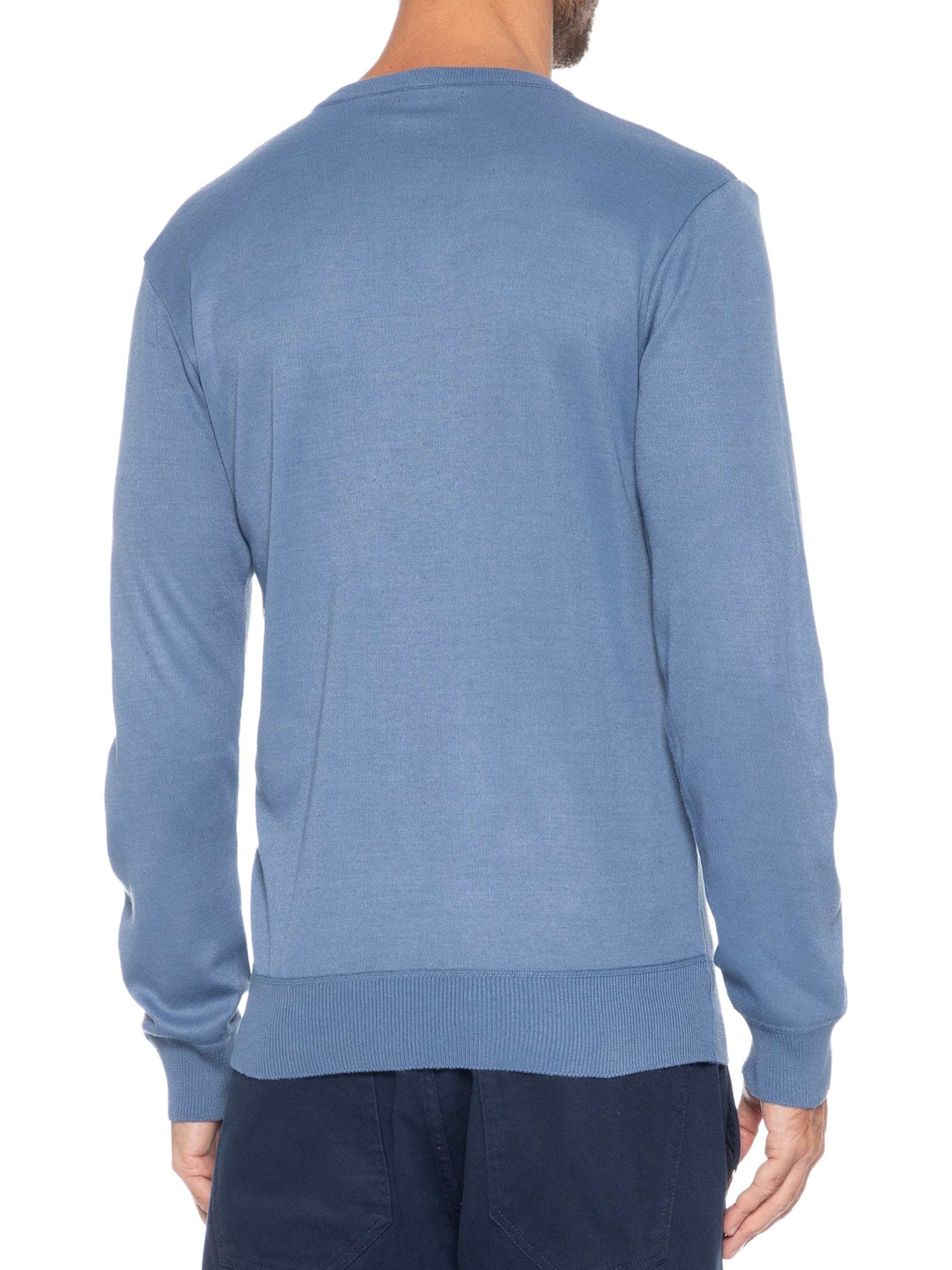 Suéter Masculino Básico Gola V Azul Basiq Men