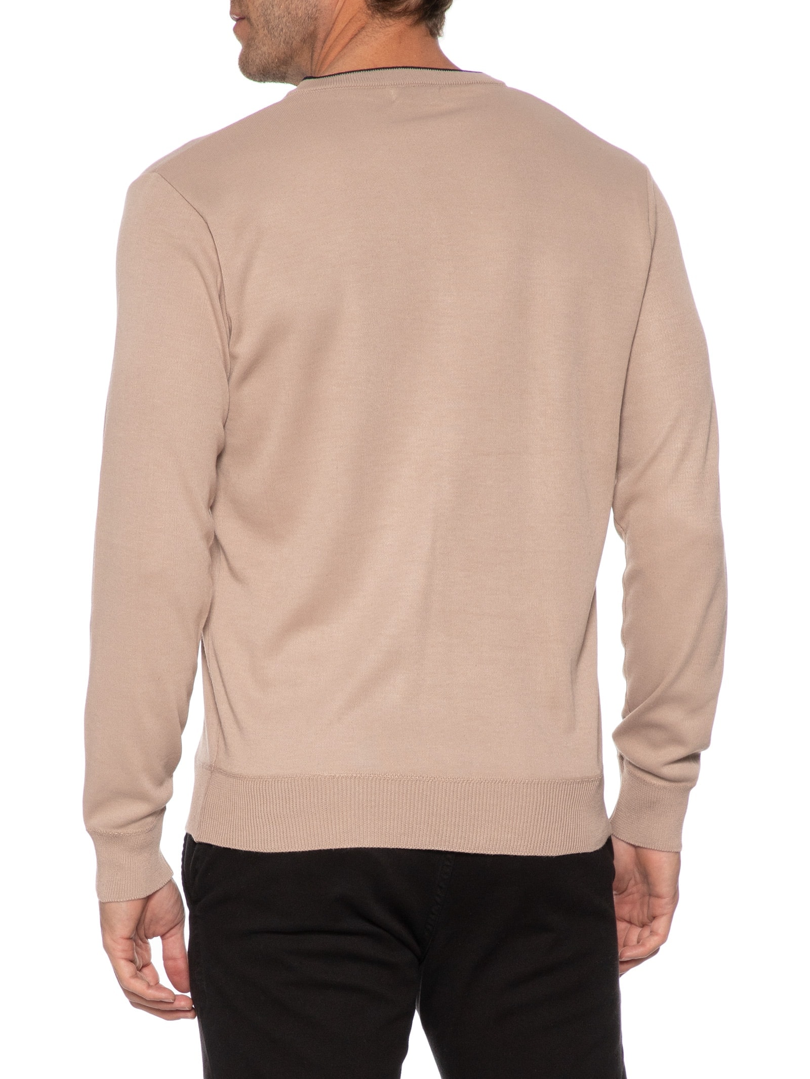 Suéter Masculino Básico Gola V Bege Basiq Men