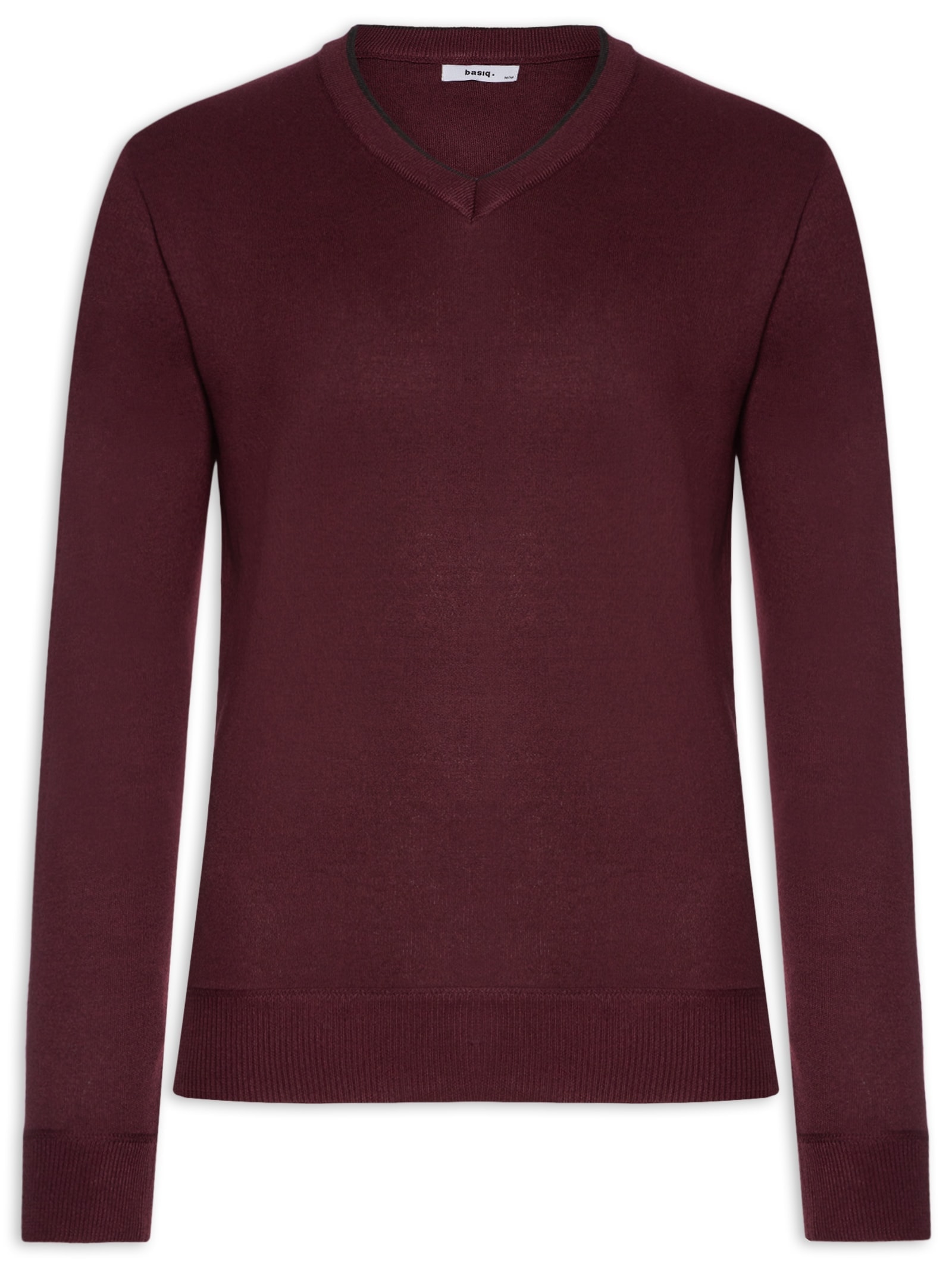 Suéter Masculino Básico Gola V Vinho Basiq Men