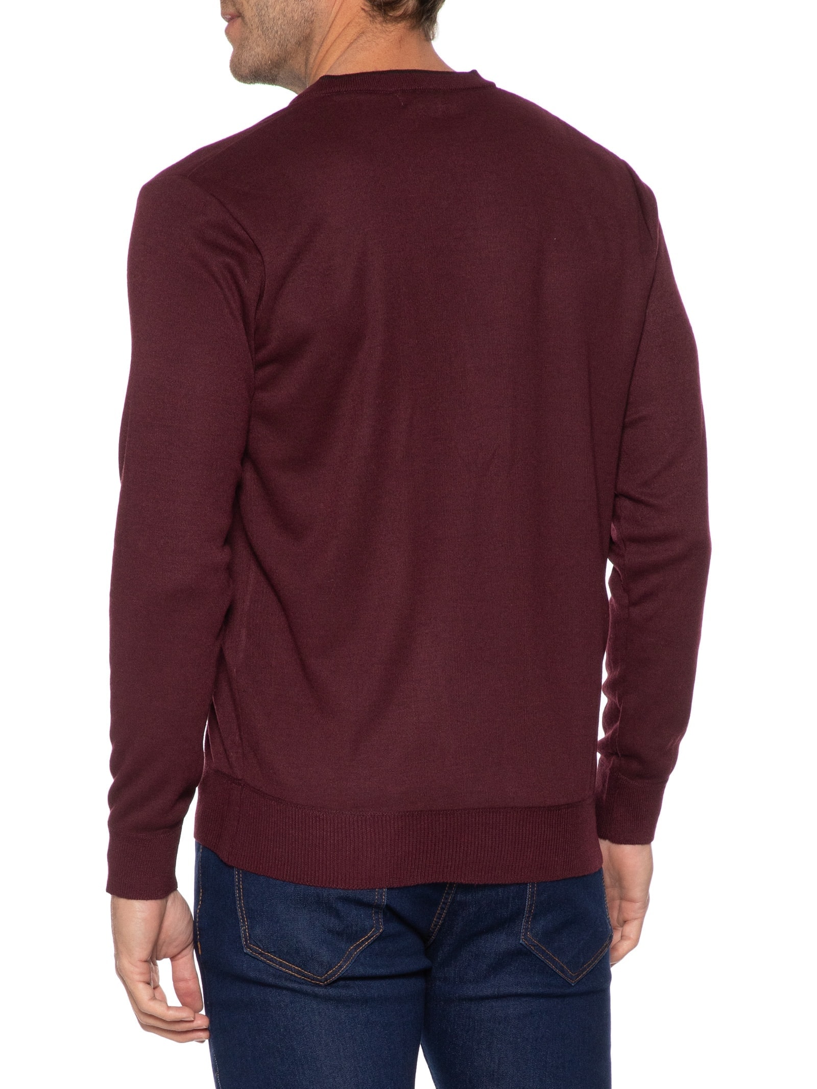 Suéter Masculino Básico Gola V Vinho Basiq Men