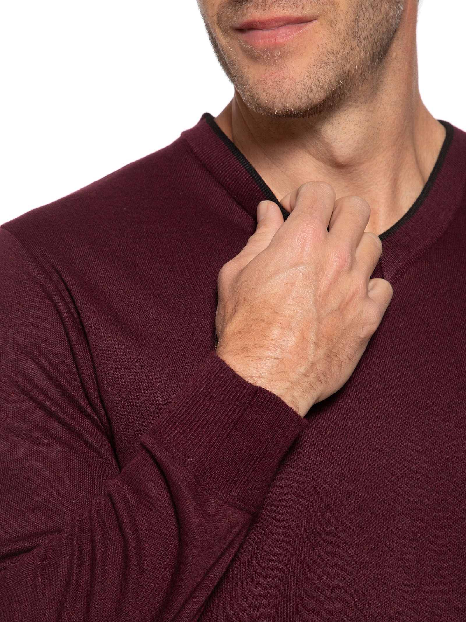 Suéter Masculino Básico Gola V Vinho Basiq Men