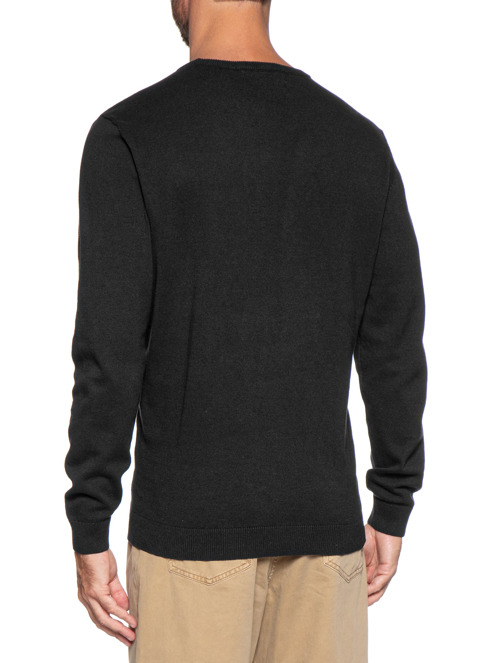 Suéter Masculino Básico Liso Gola Careca Preto Hering