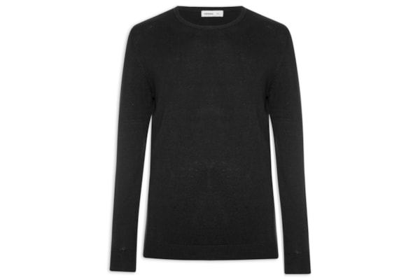 Suéter Masculino Básico Liso Gola Careca - Preto