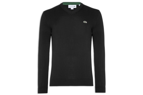 Suéter Masculino Básico Regular Fit Gola V Em Algodão - Preto