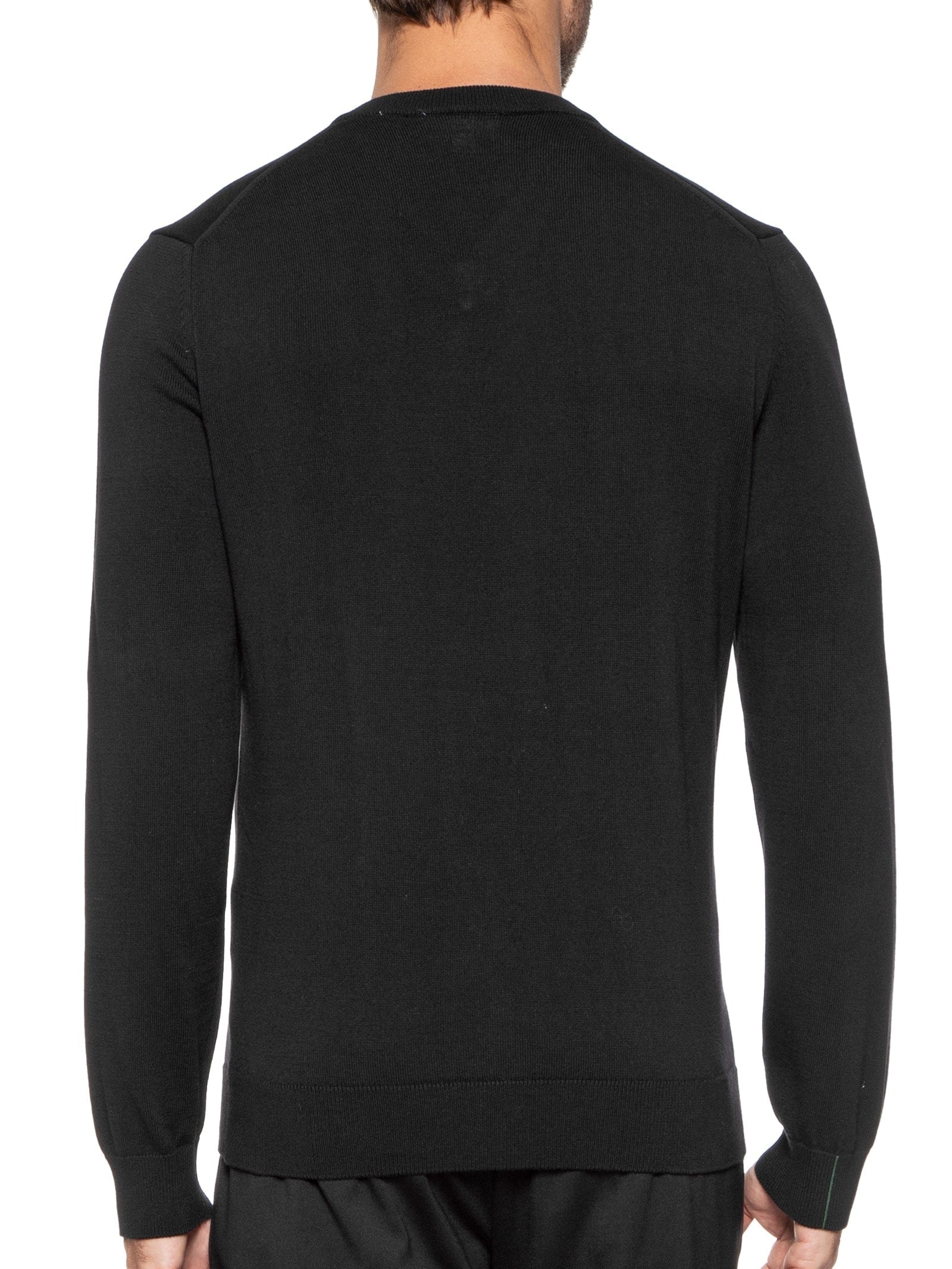 Suéter Masculino Básico Regular Fit Gola V Em Algodão Preto Lacoste