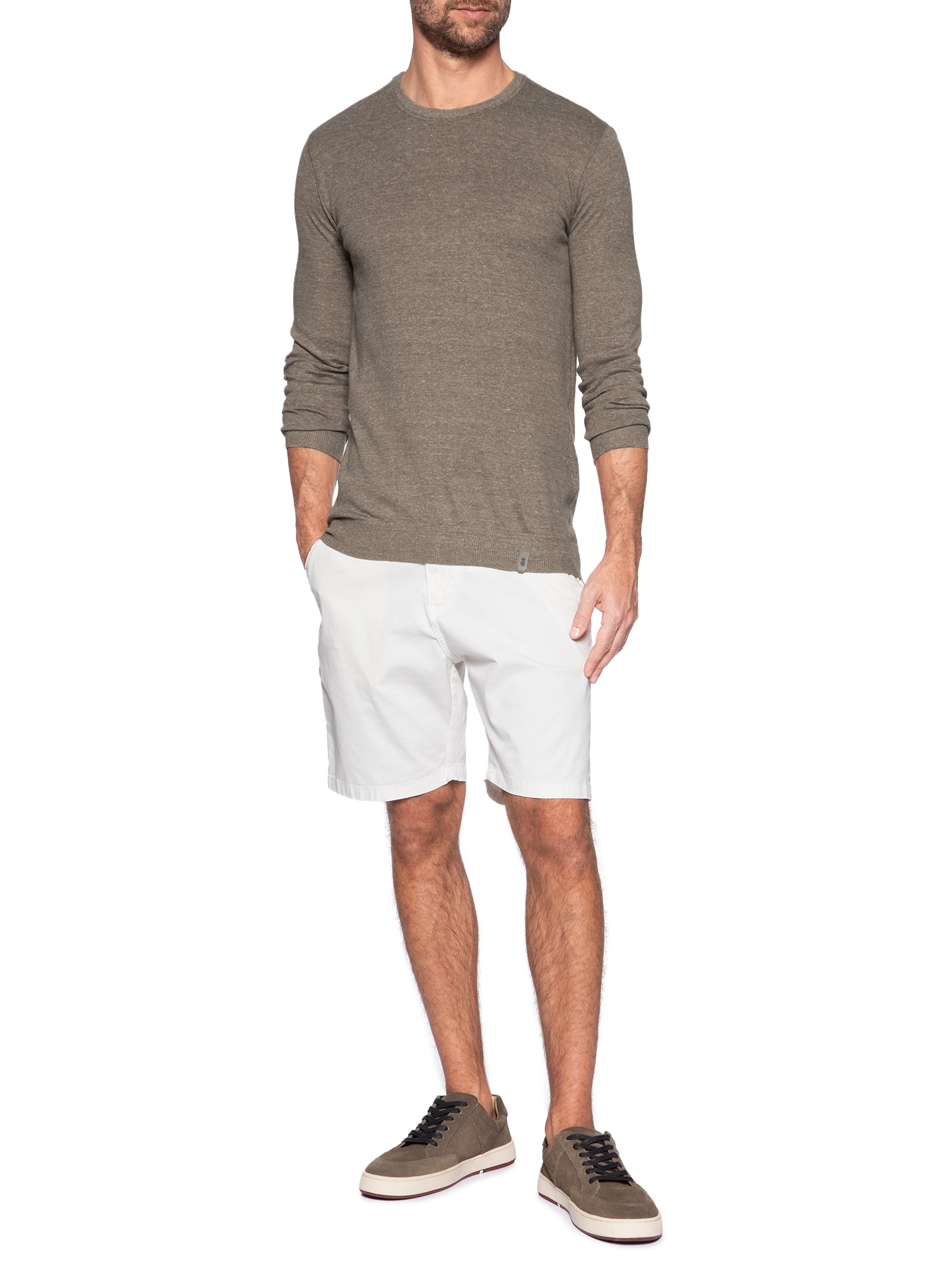 Suéter Masculino Básico Tricot Light Bege Pineapple