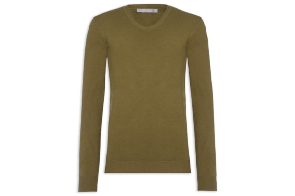 Suéter Masculino Blend De Cashmere Decote V - Verde