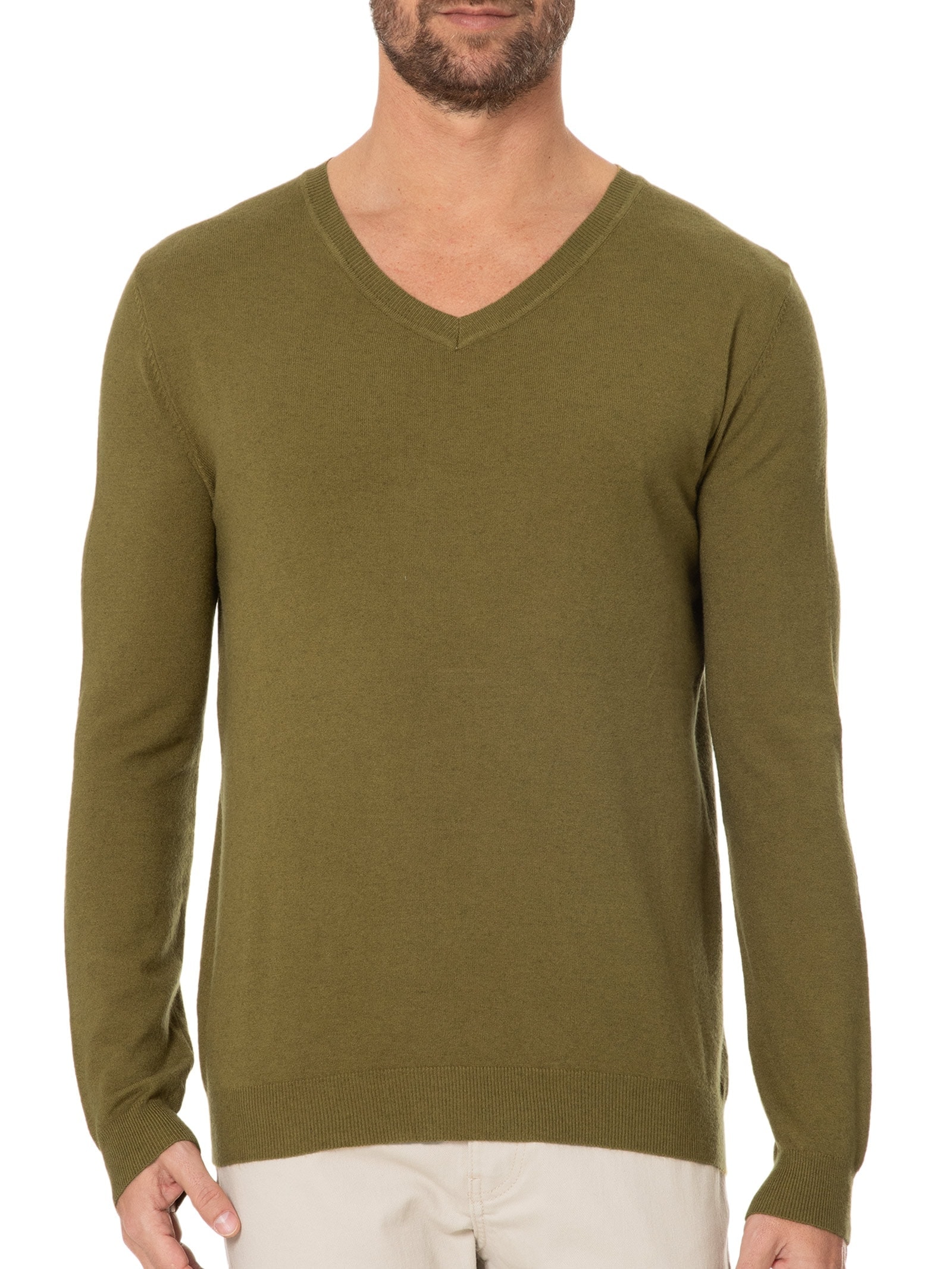 Suéter Masculino Blend De Cashmere Decote V Verde '2 Essential