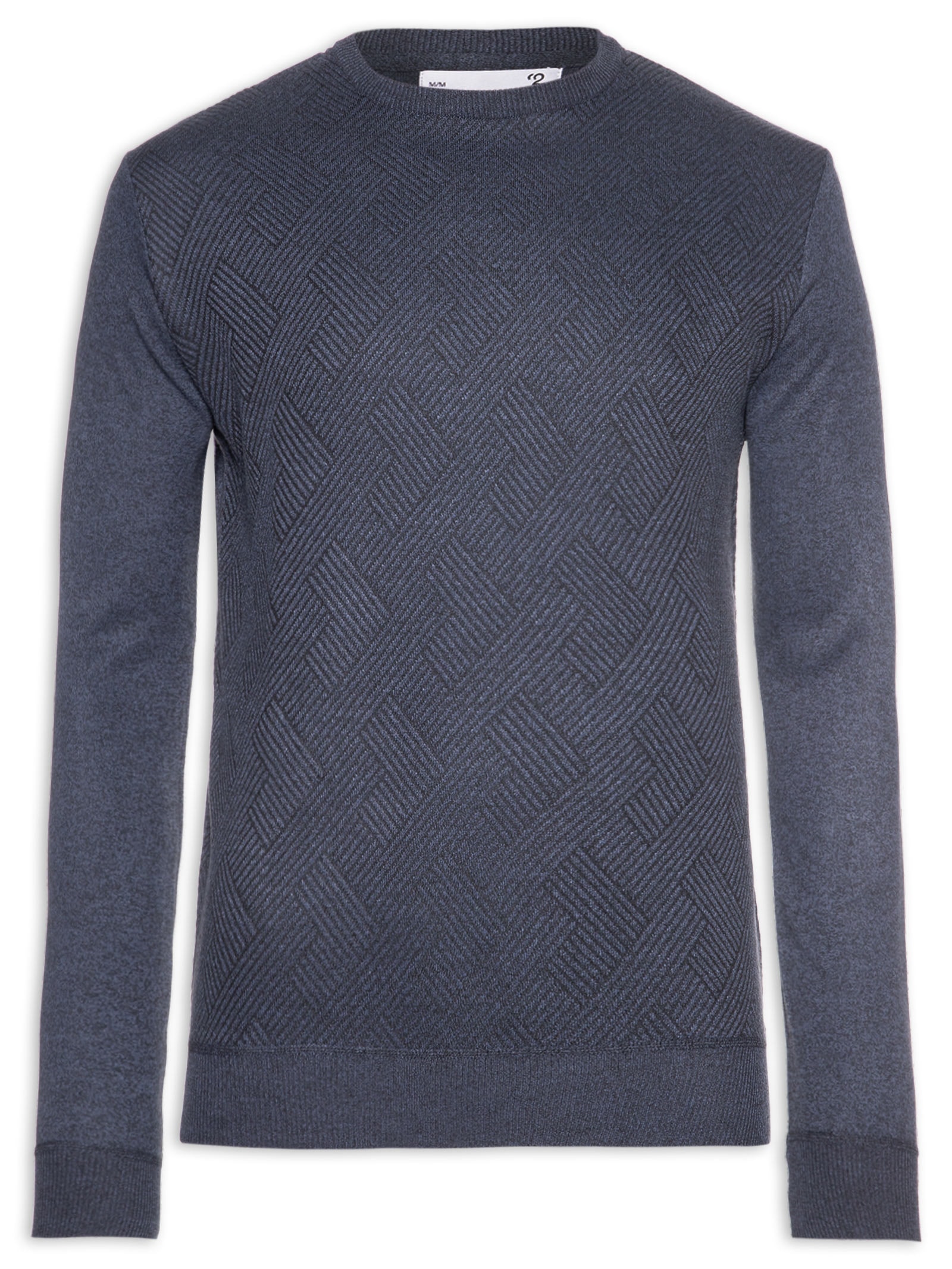 Suéter Masculino Careca Textura Chevron Azul '2 Essential