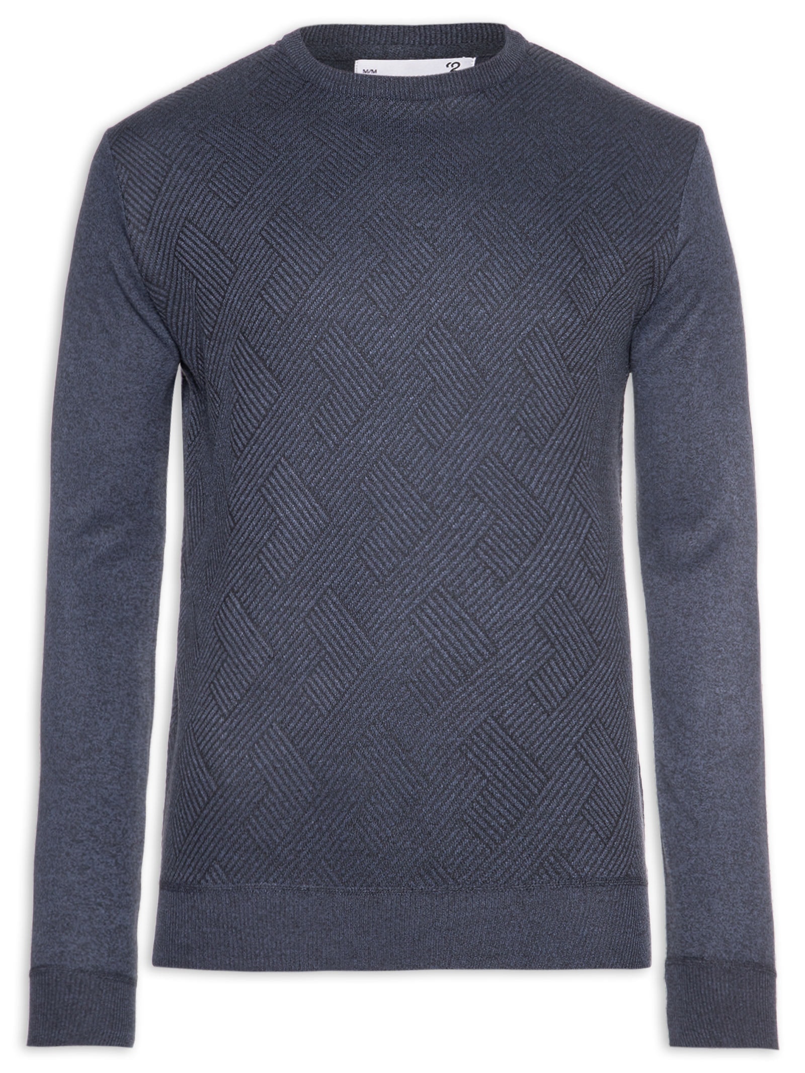 Suéter Masculino Careca Textura Chevron Azul '2 Essential