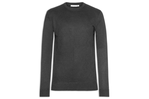 Suéter Masculino Careca Textura Chevron - Preto