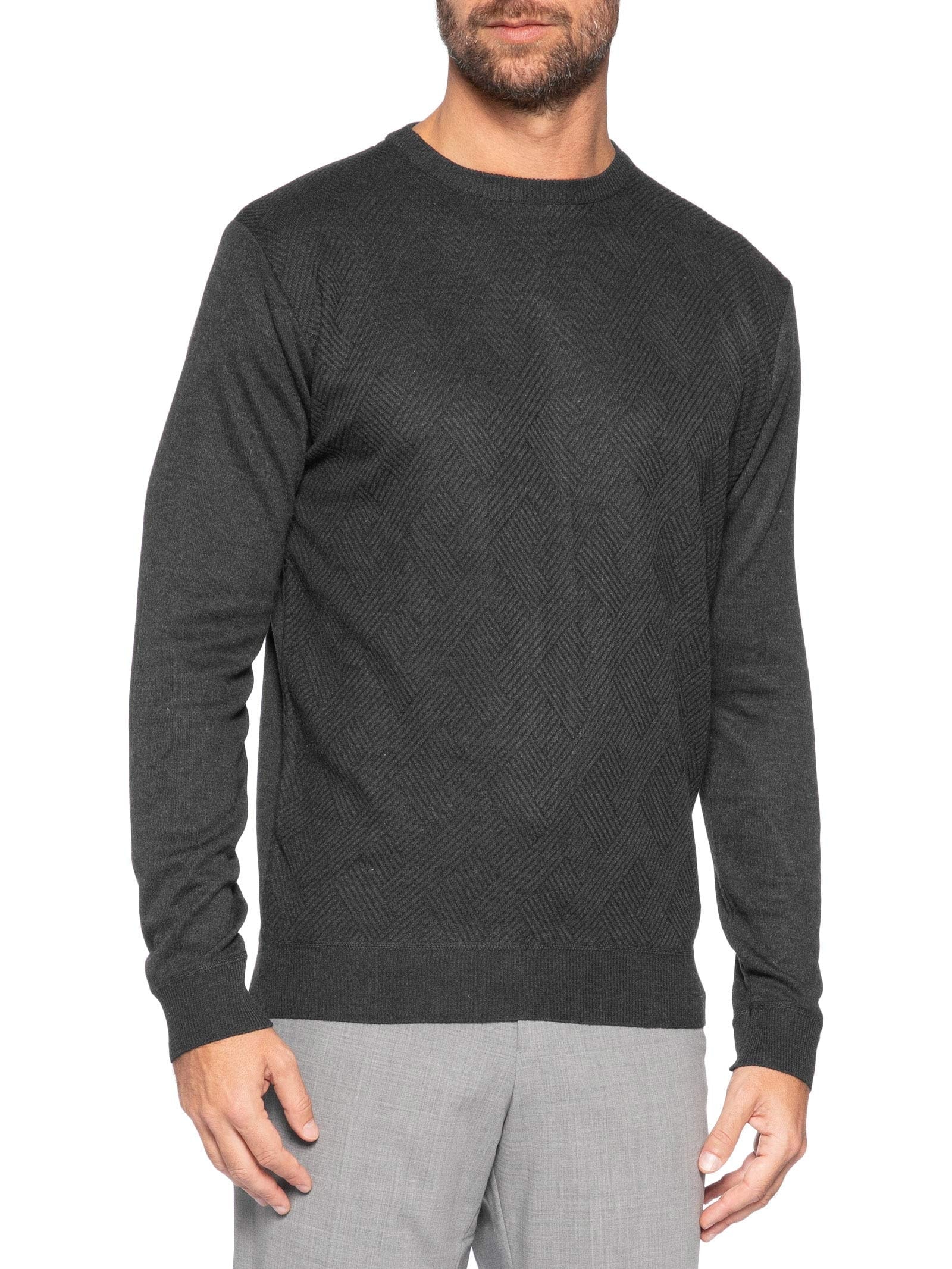 Suéter Masculino Careca Textura Chevron Preto '2 Essential