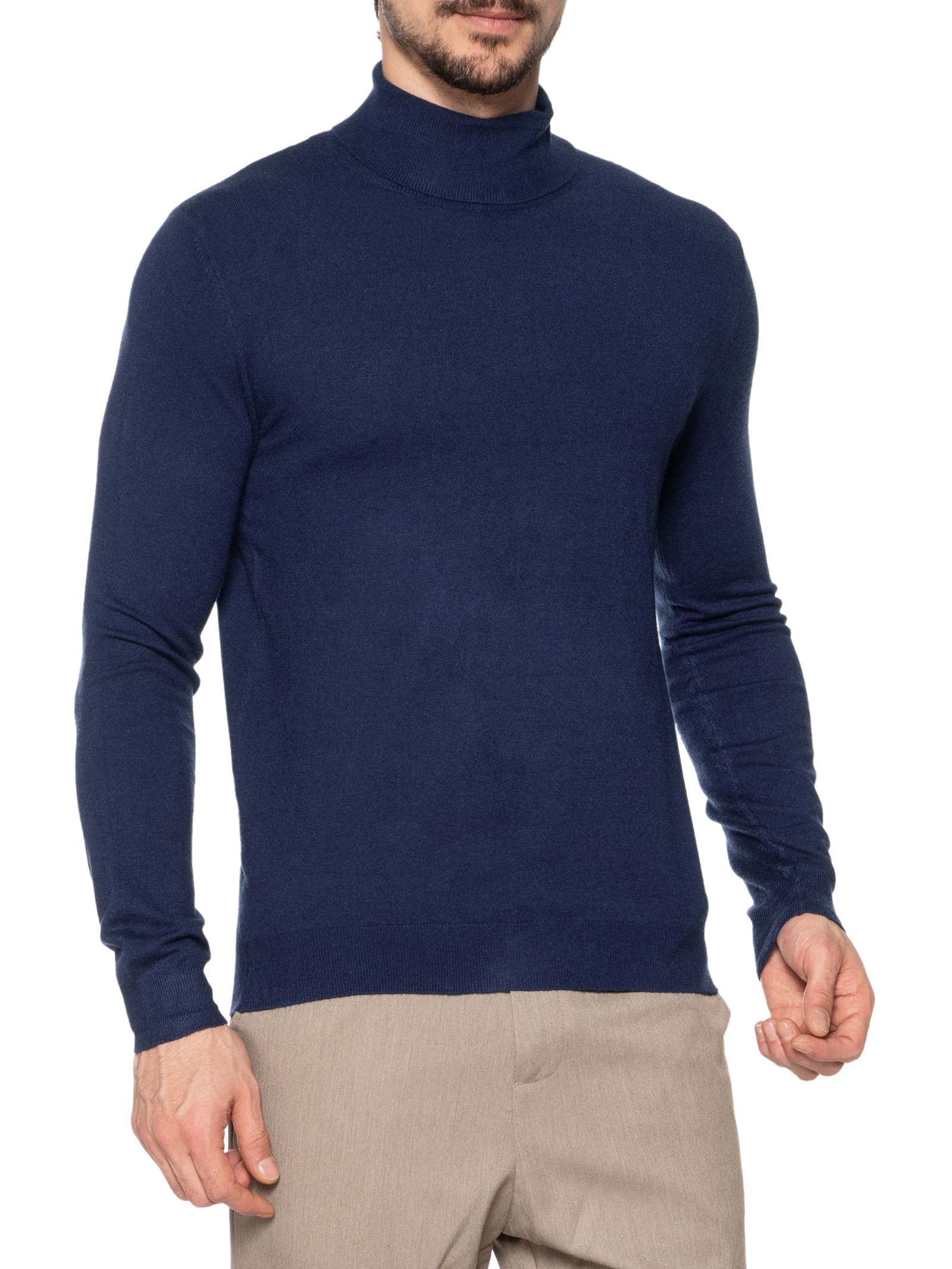 Suéter Masculino Casual Gola Alta Azul '2 Essential