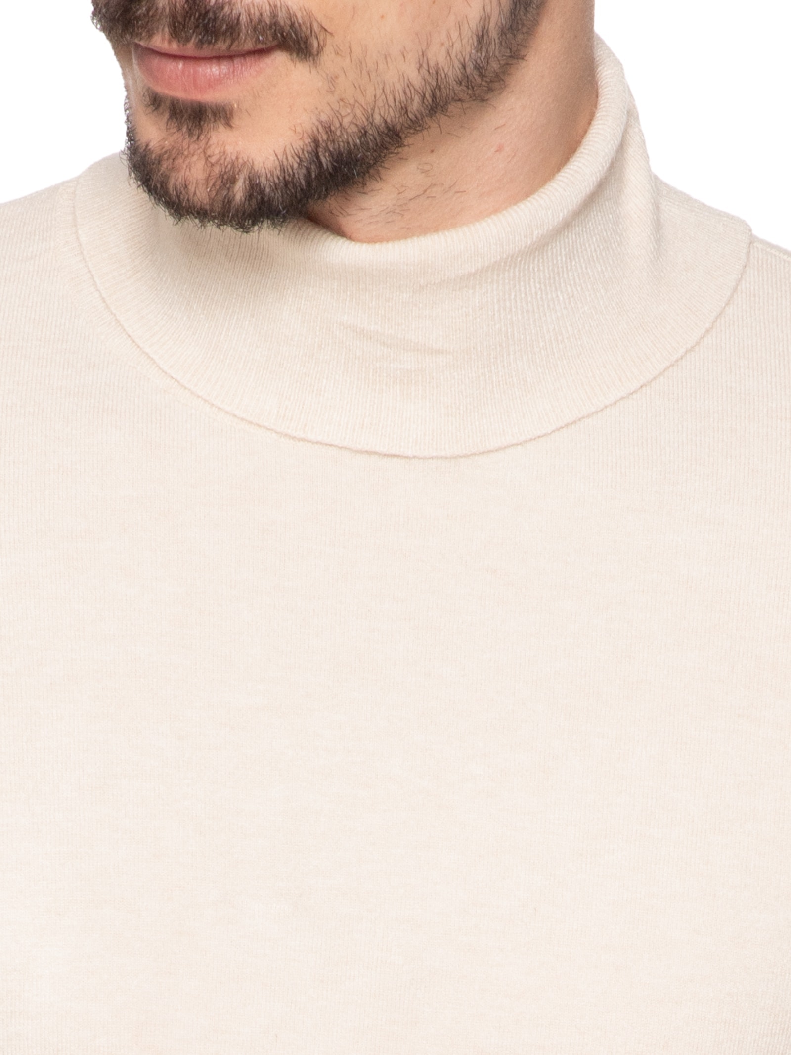 Suéter Masculino Casual Gola Alta Bege '2 Essential