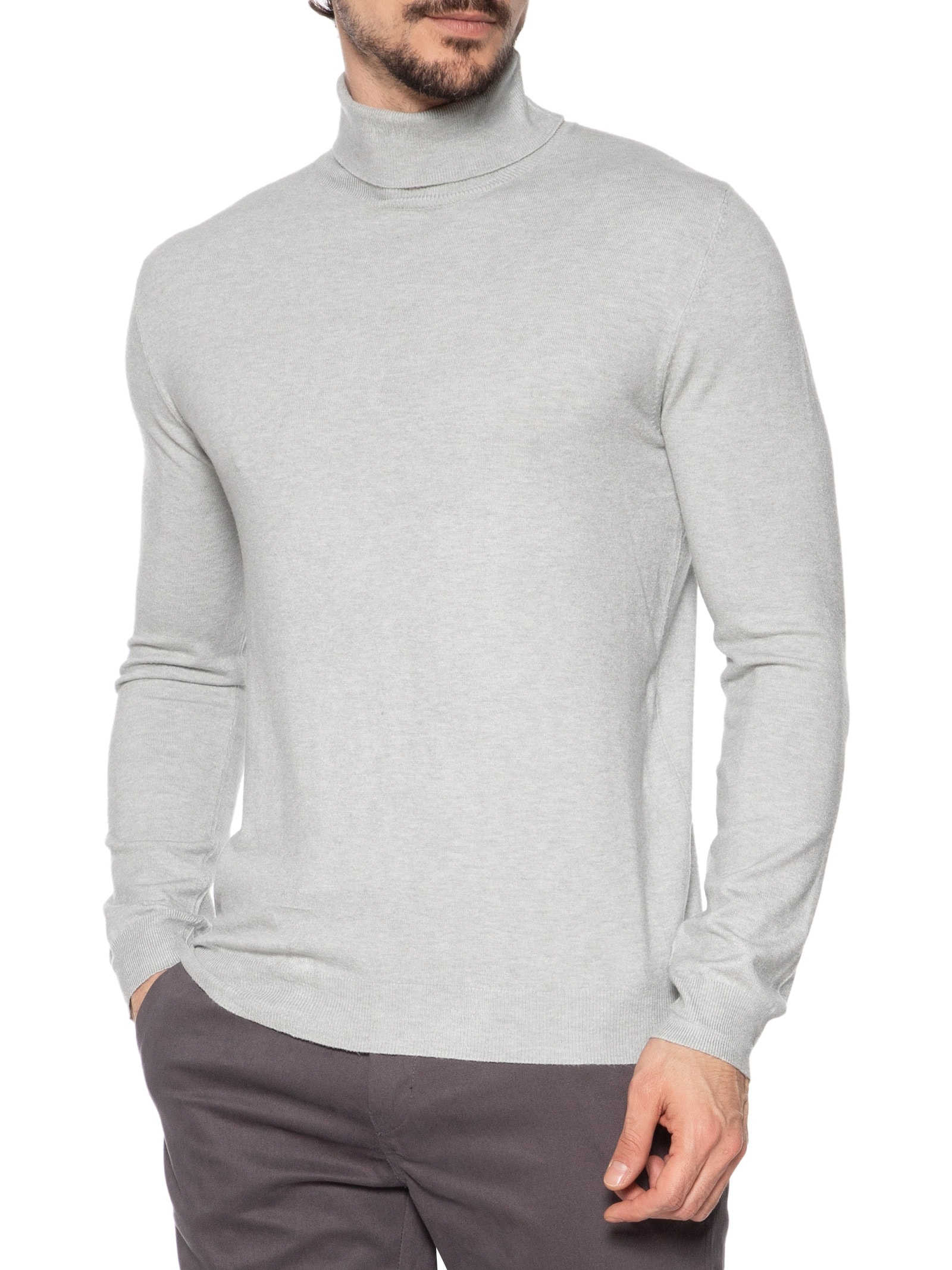 Suéter Masculino Casual Gola Alta Cinza '2 Essential