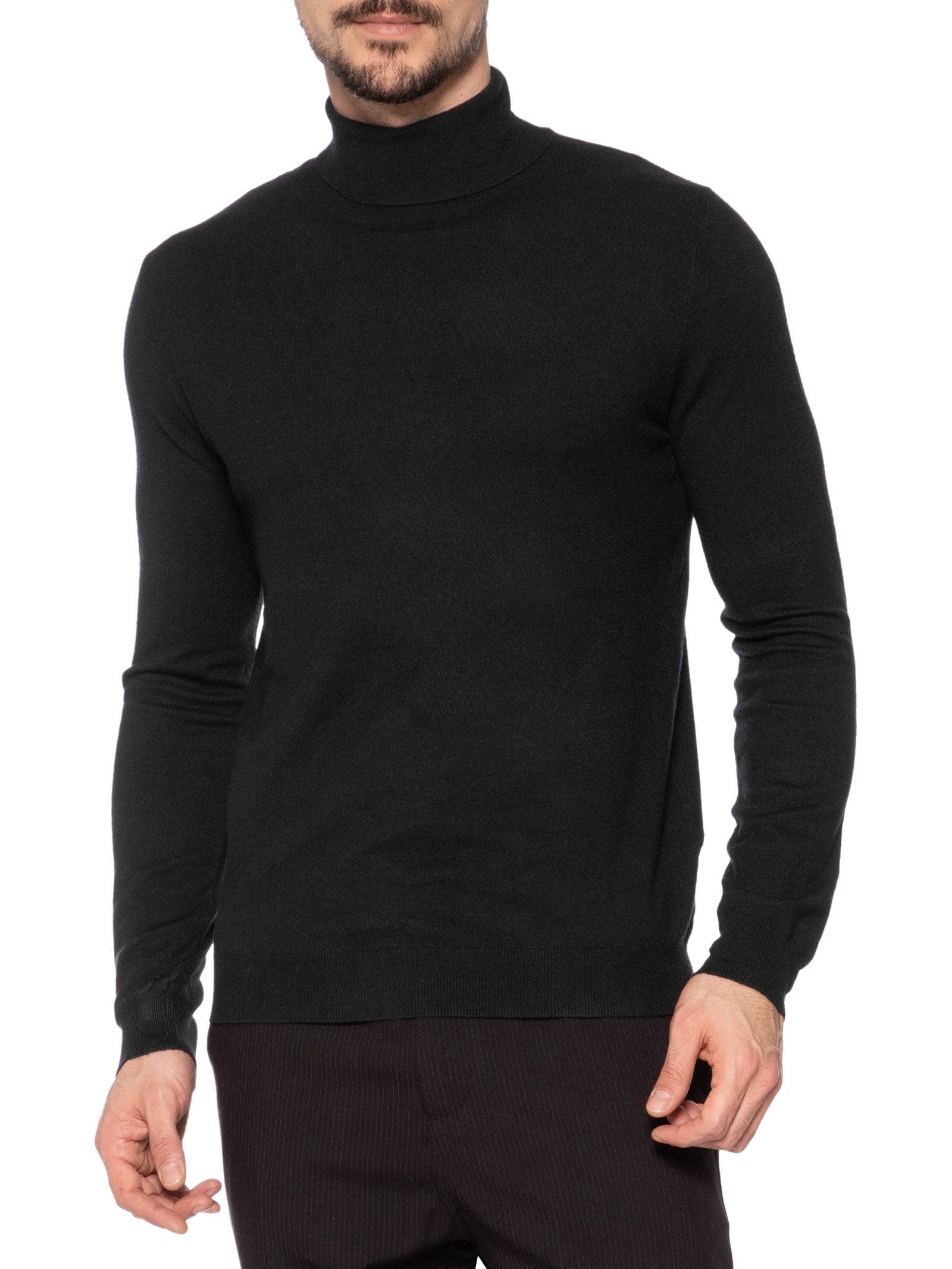 Suéter Masculino Casual Gola Alta Preto '2 Essential