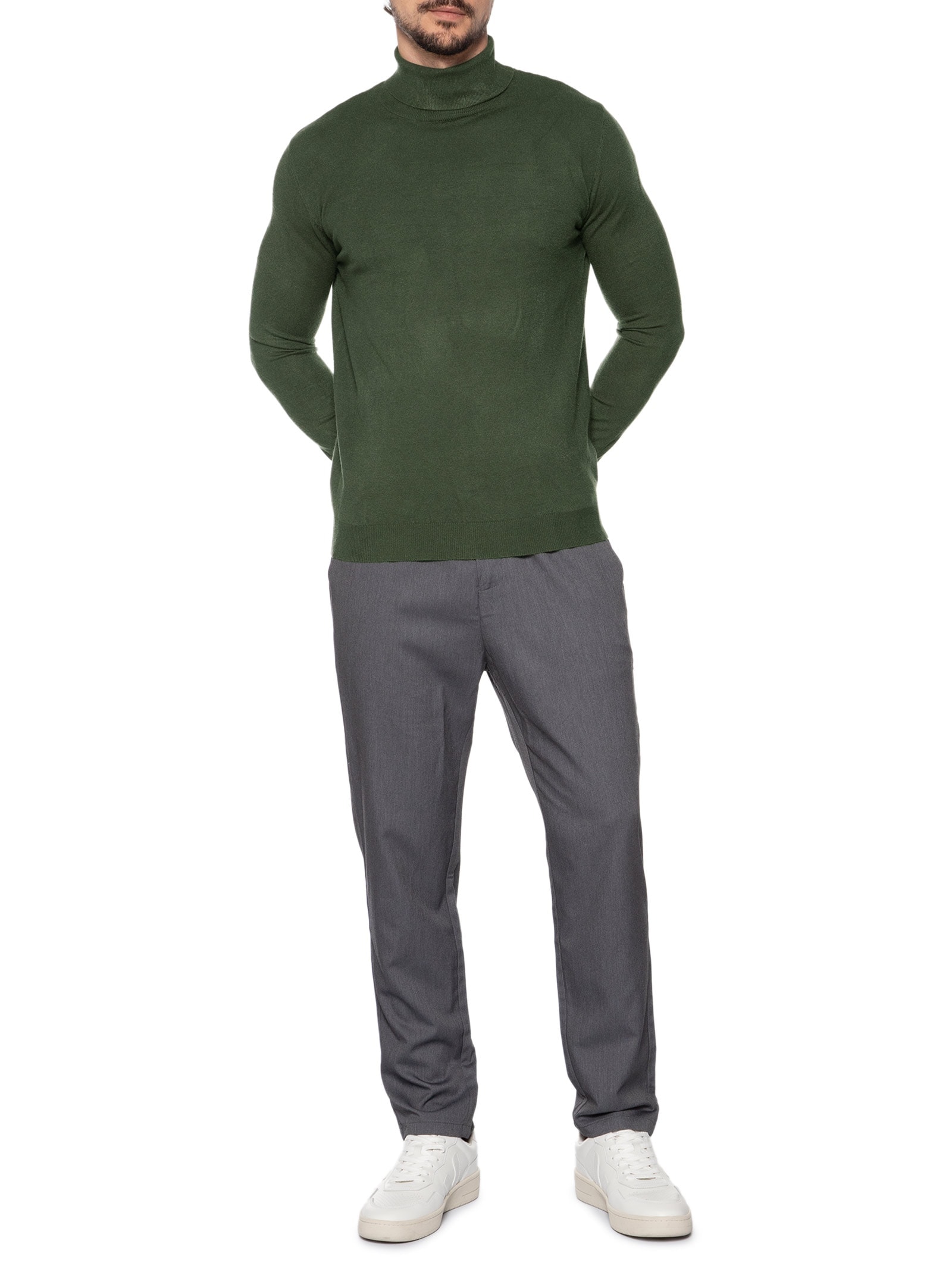 Suéter Masculino Casual Gola Alta Verde '2 Essential