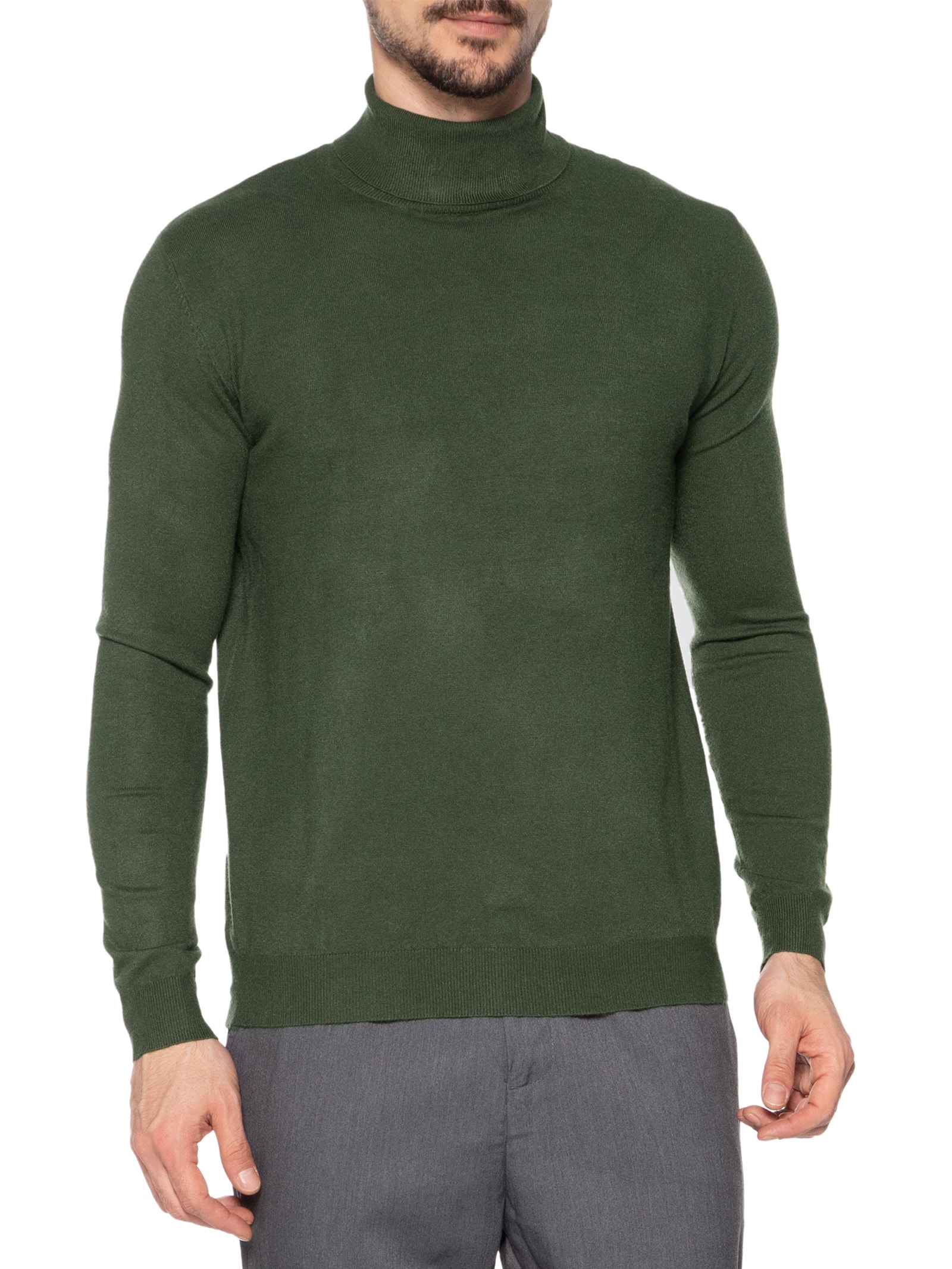 Suéter Masculino Casual Gola Alta Verde '2 Essential