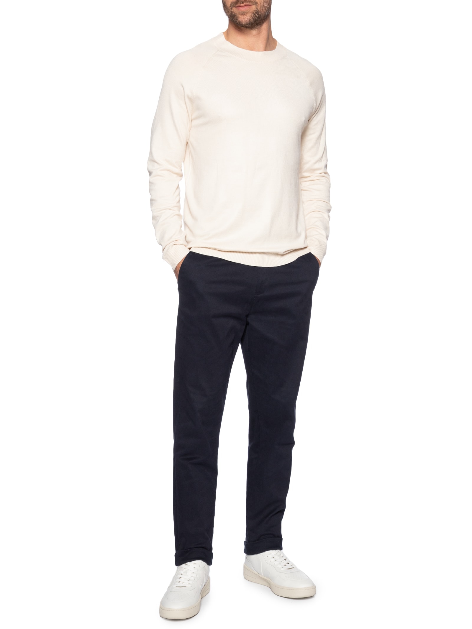 Suéter Masculino Com Recortes Gola Redonda Off White '2 Essential