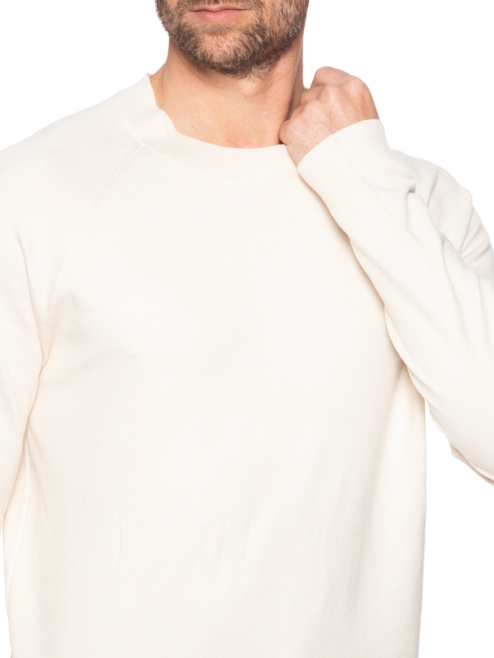 Suéter Masculino Com Recortes Gola Redonda Off White '2 Essential