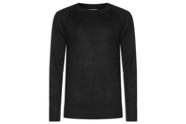 Suéter Masculino Com Recortes Gola Redonda - Preto