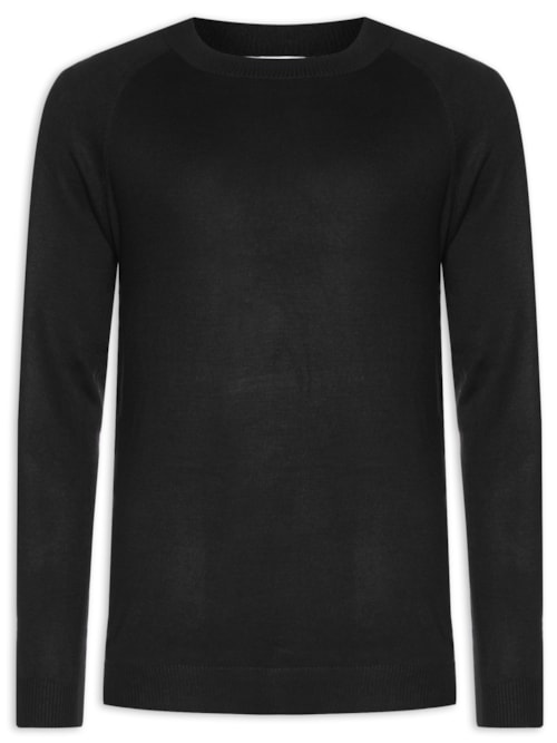 Suéter Masculino Com Recortes Gola Redonda – Preto
