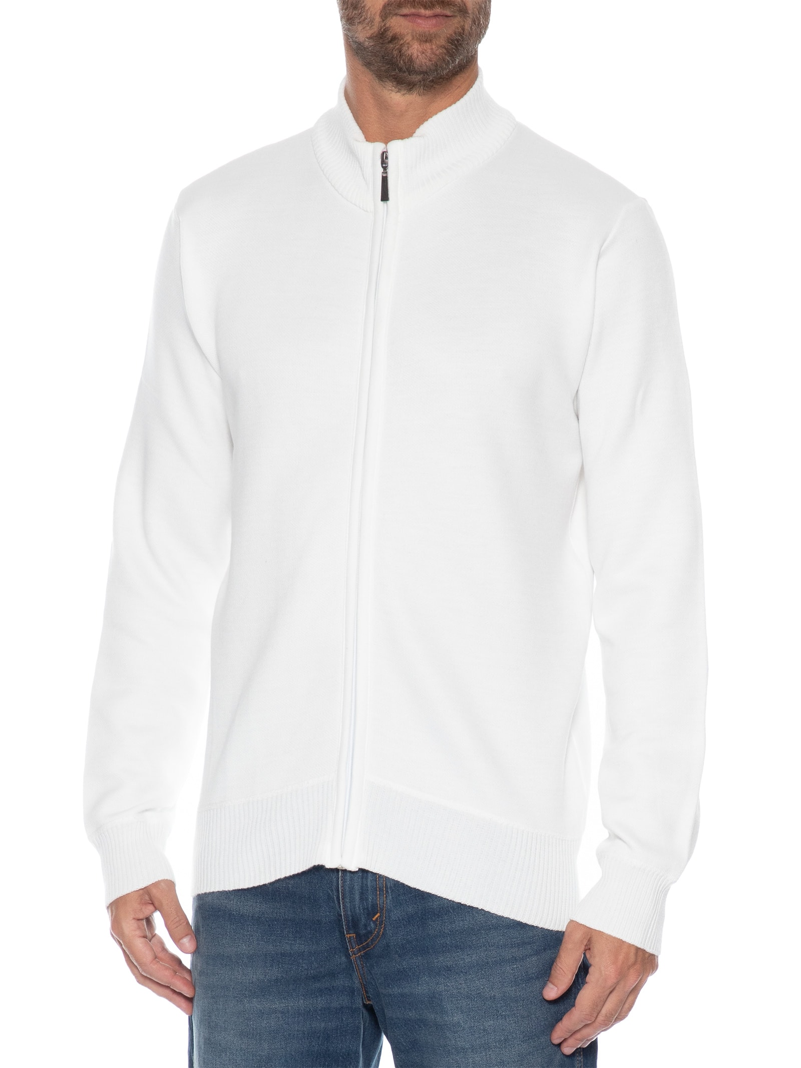Suéter Masculino Com Ziper Branco Basiq Men
