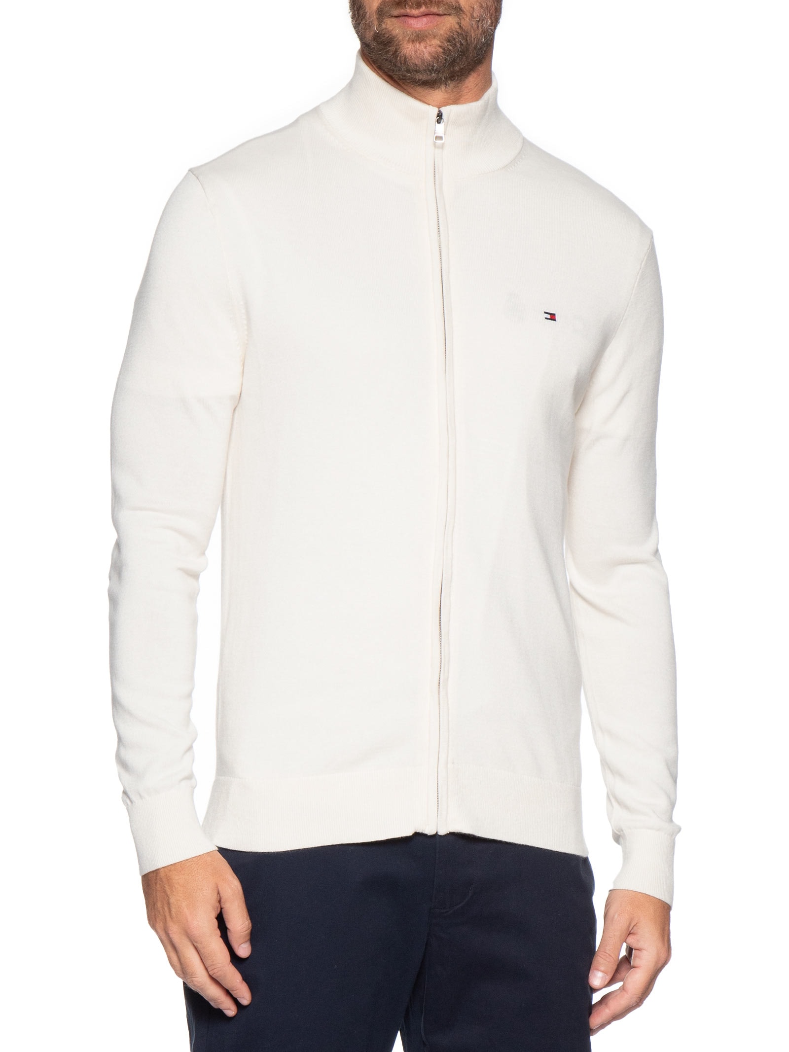 Suéter Masculino Com Zíper Essential Regular Fit – Branco Tommy Hilfiger