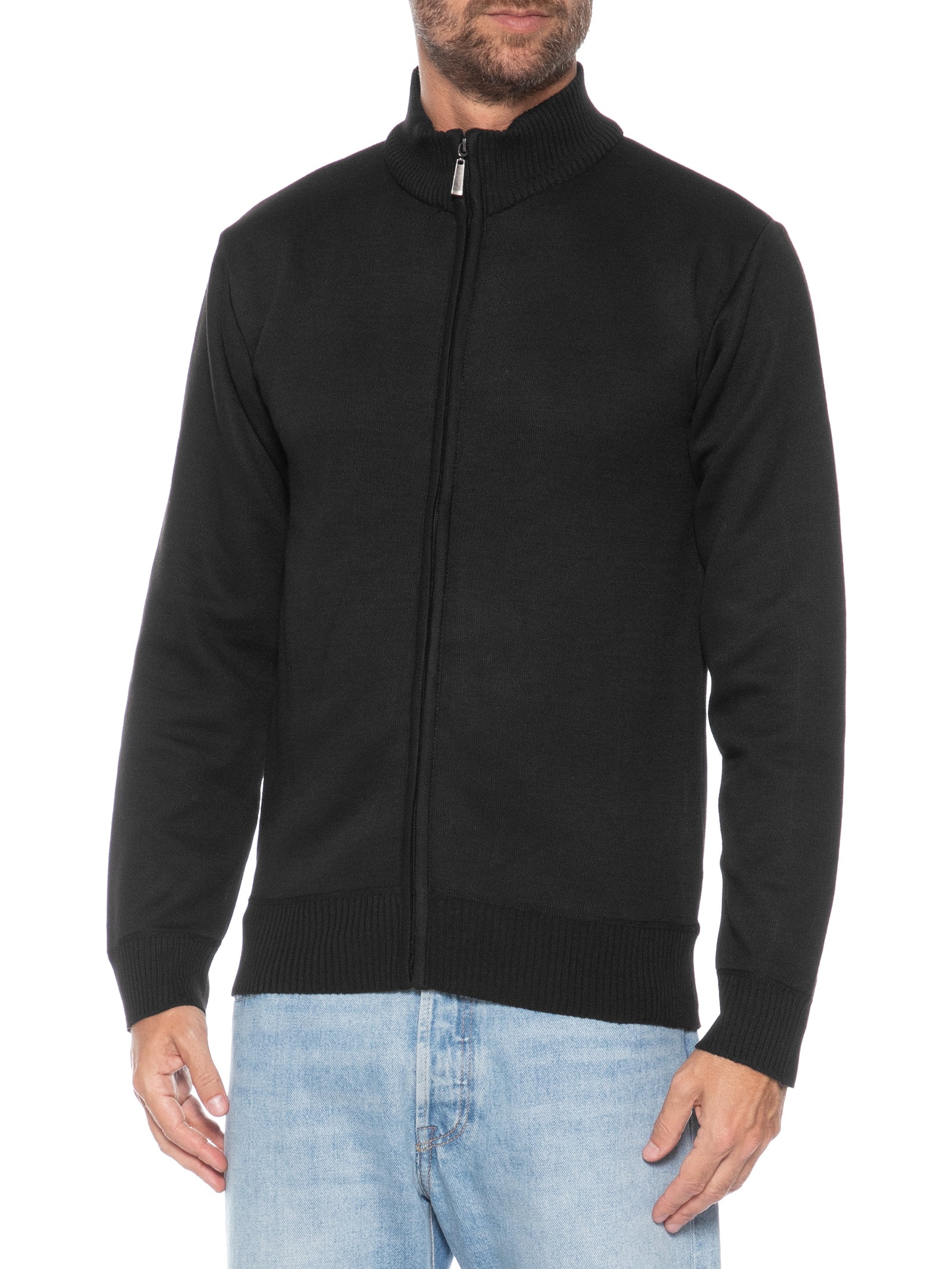 Suéter Masculino Com Ziper Preto Basiq Men