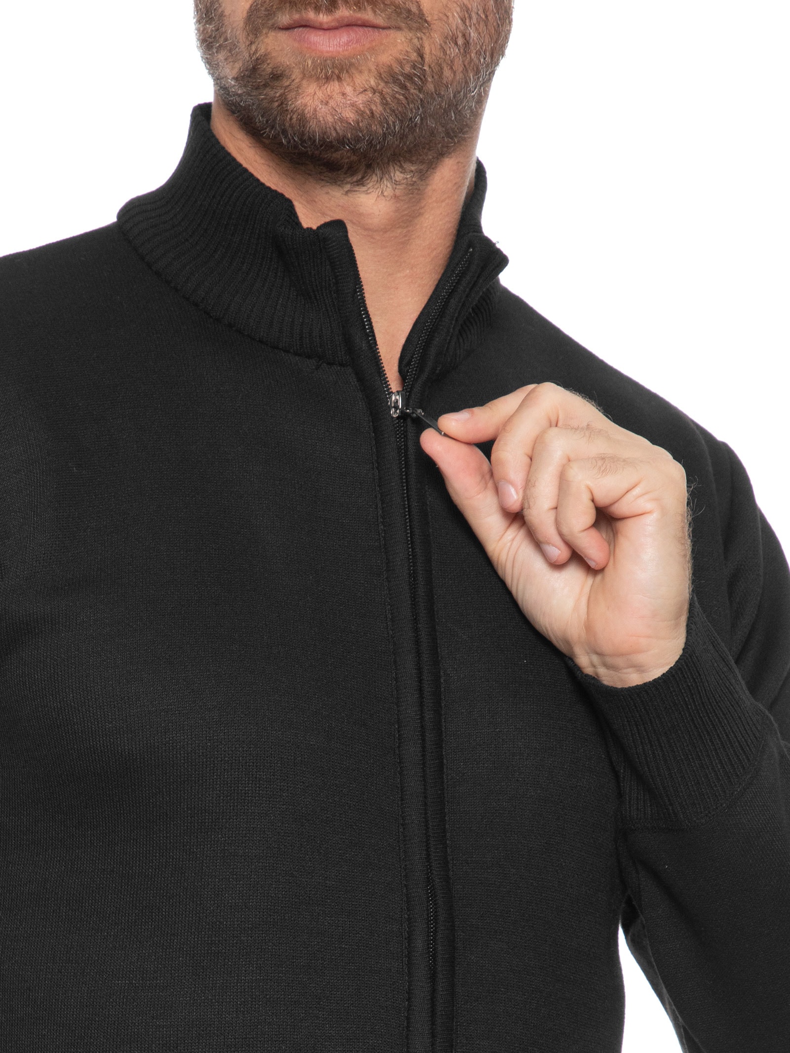 Suéter Masculino Com Ziper Preto Basiq Men