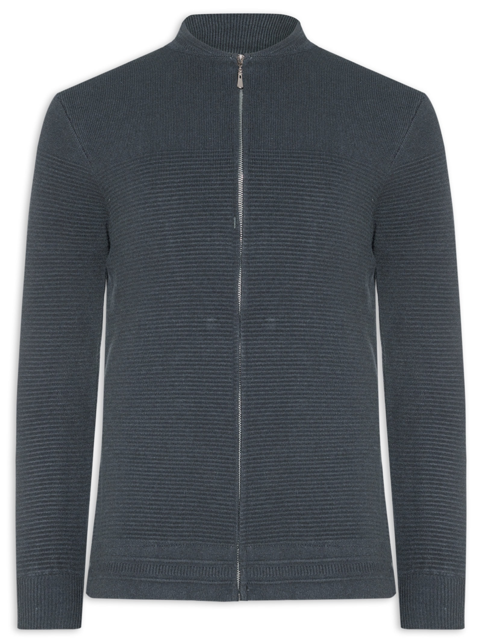 Suéter Masculino Com Zíper Texturizado – Azul '2 Essential