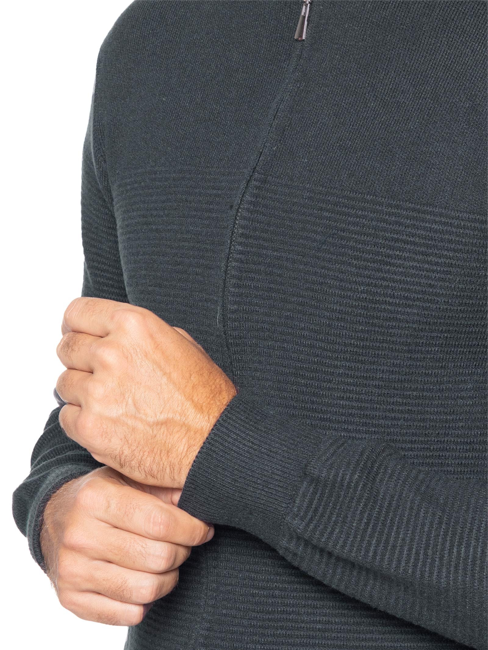 Suéter Masculino Com Zíper Texturizado – Azul '2 Essential