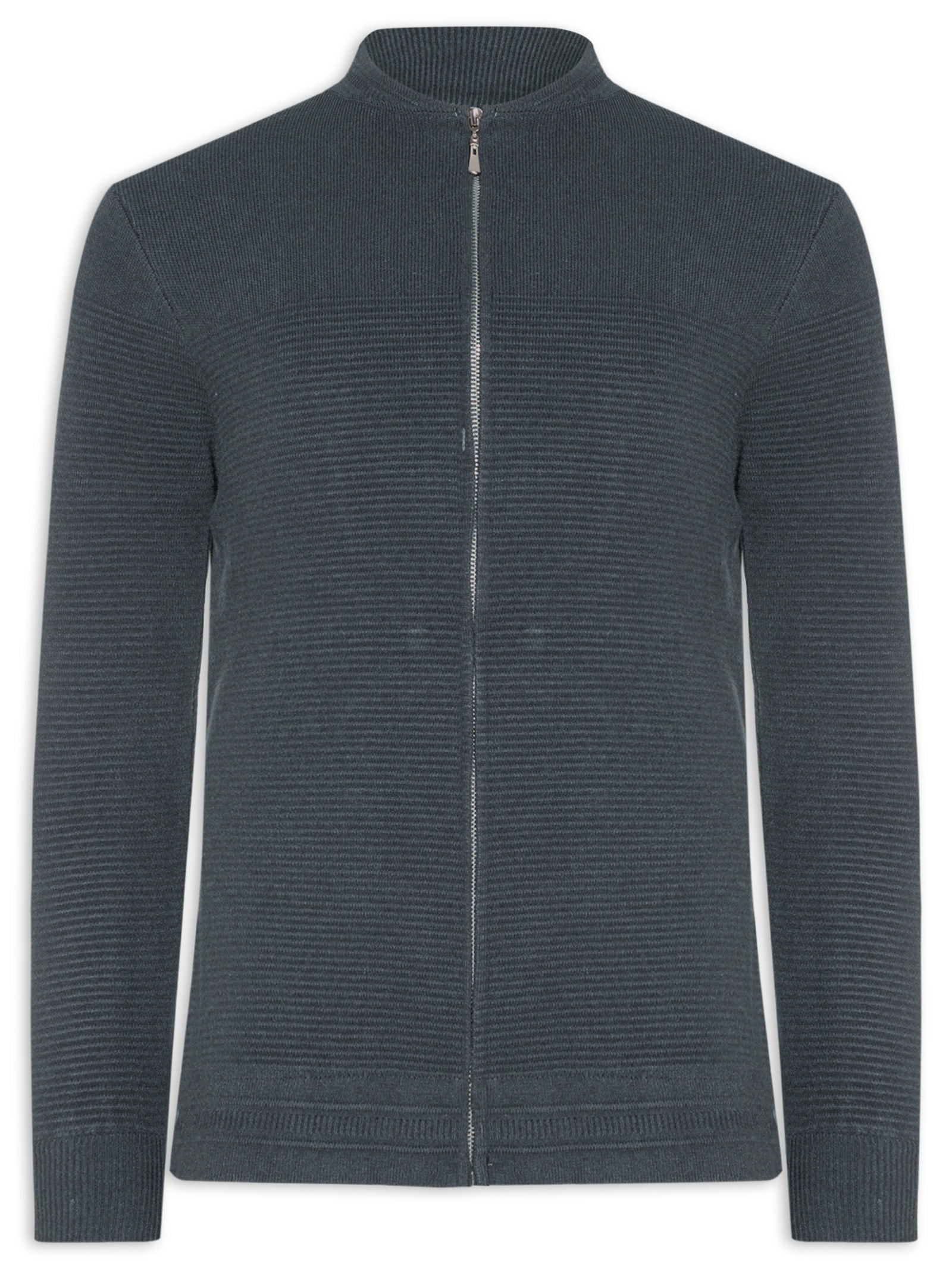 Suéter Masculino Com Zíper Texturizado – Azul '2 Essential