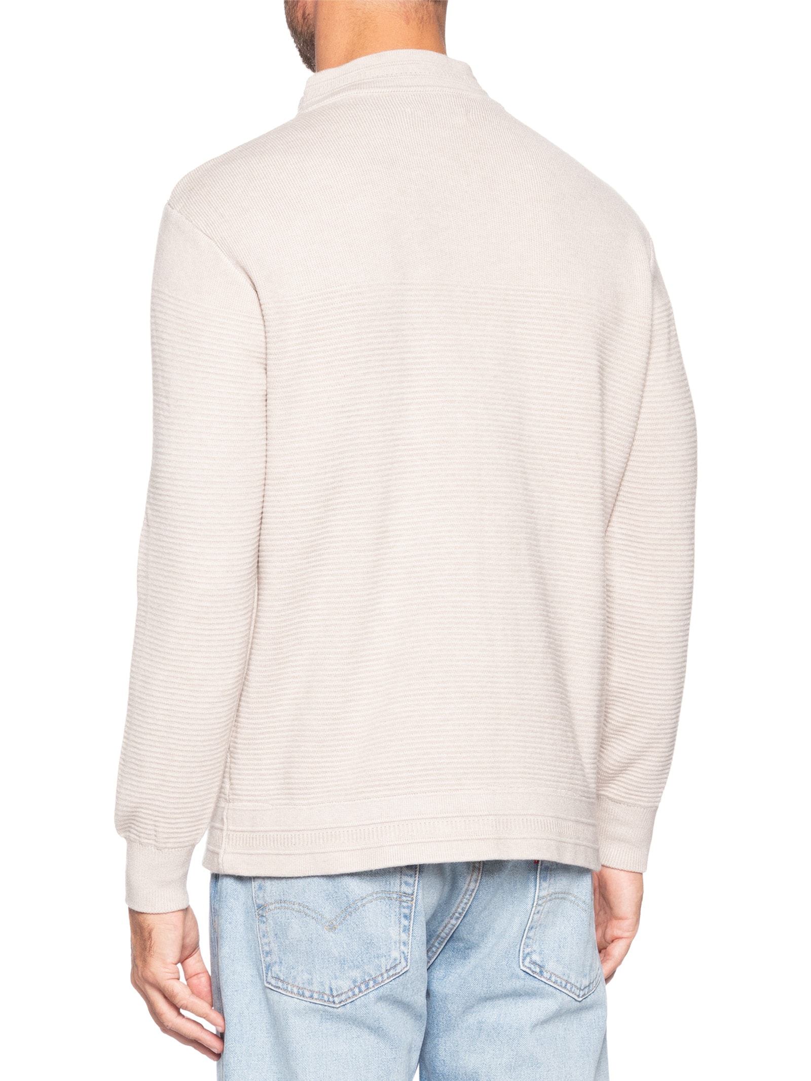 Suéter Masculino Com Zíper Texturizado – Bege '2 Essential