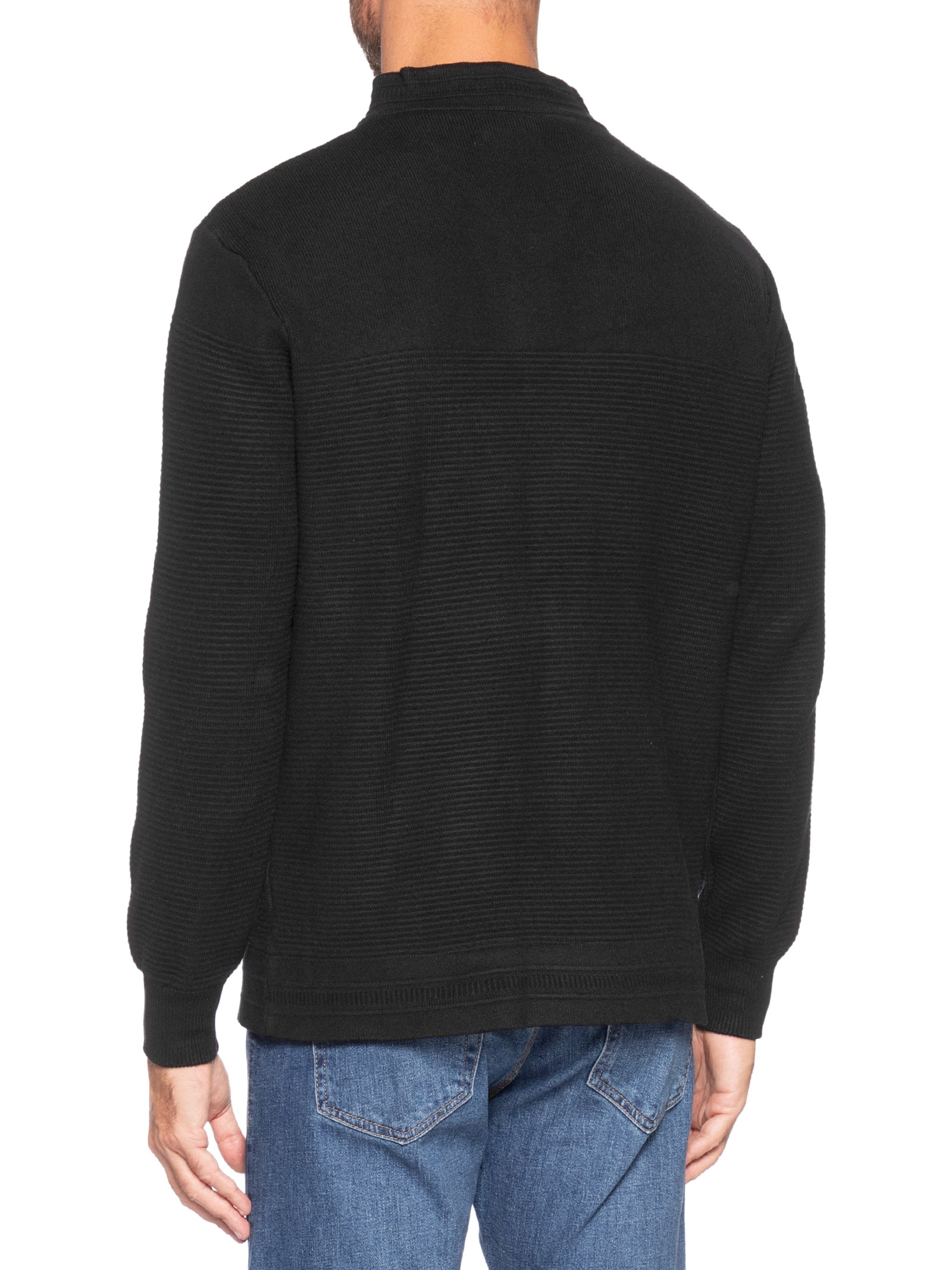 Suéter Masculino Com Zíper Texturizado – Preto '2 Essential