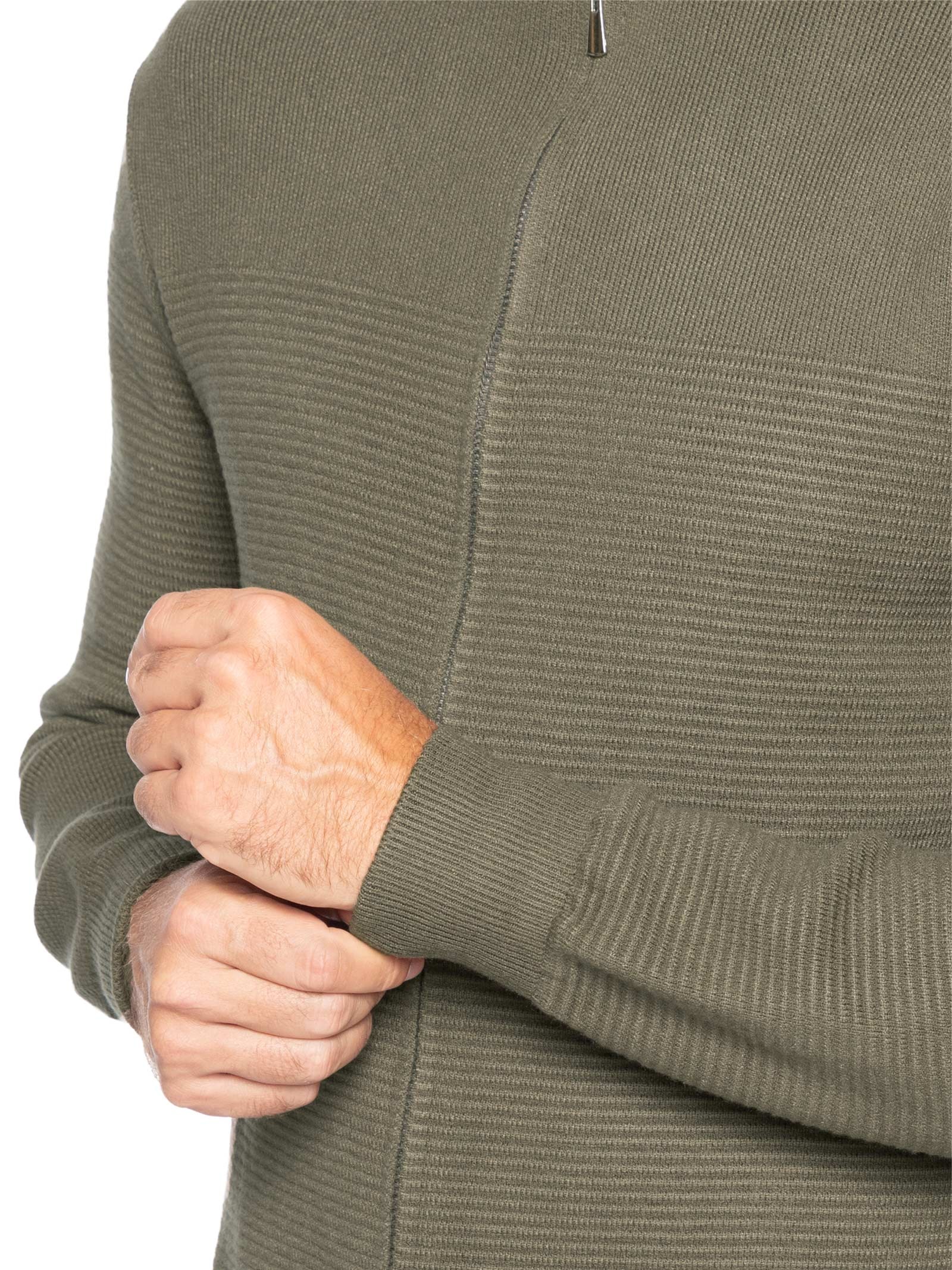 Suéter Masculino Com Zíper Texturizado – Verde '2 Essential