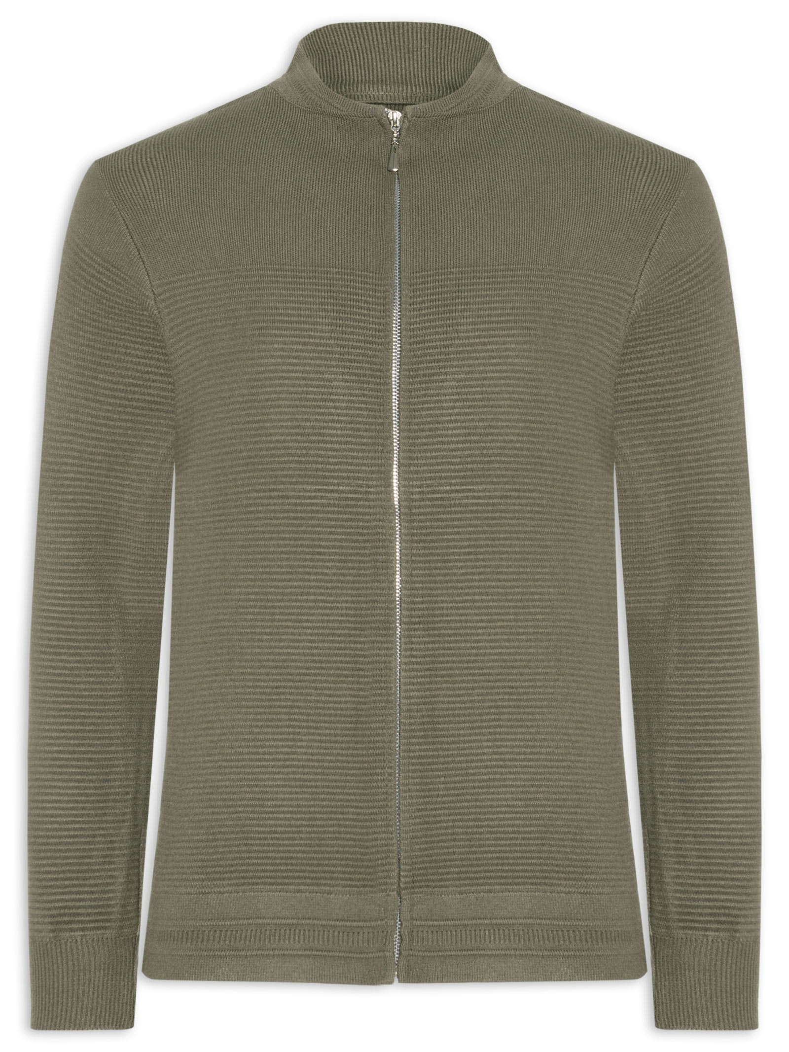 Suéter Masculino Com Zíper Texturizado – Verde '2 Essential
