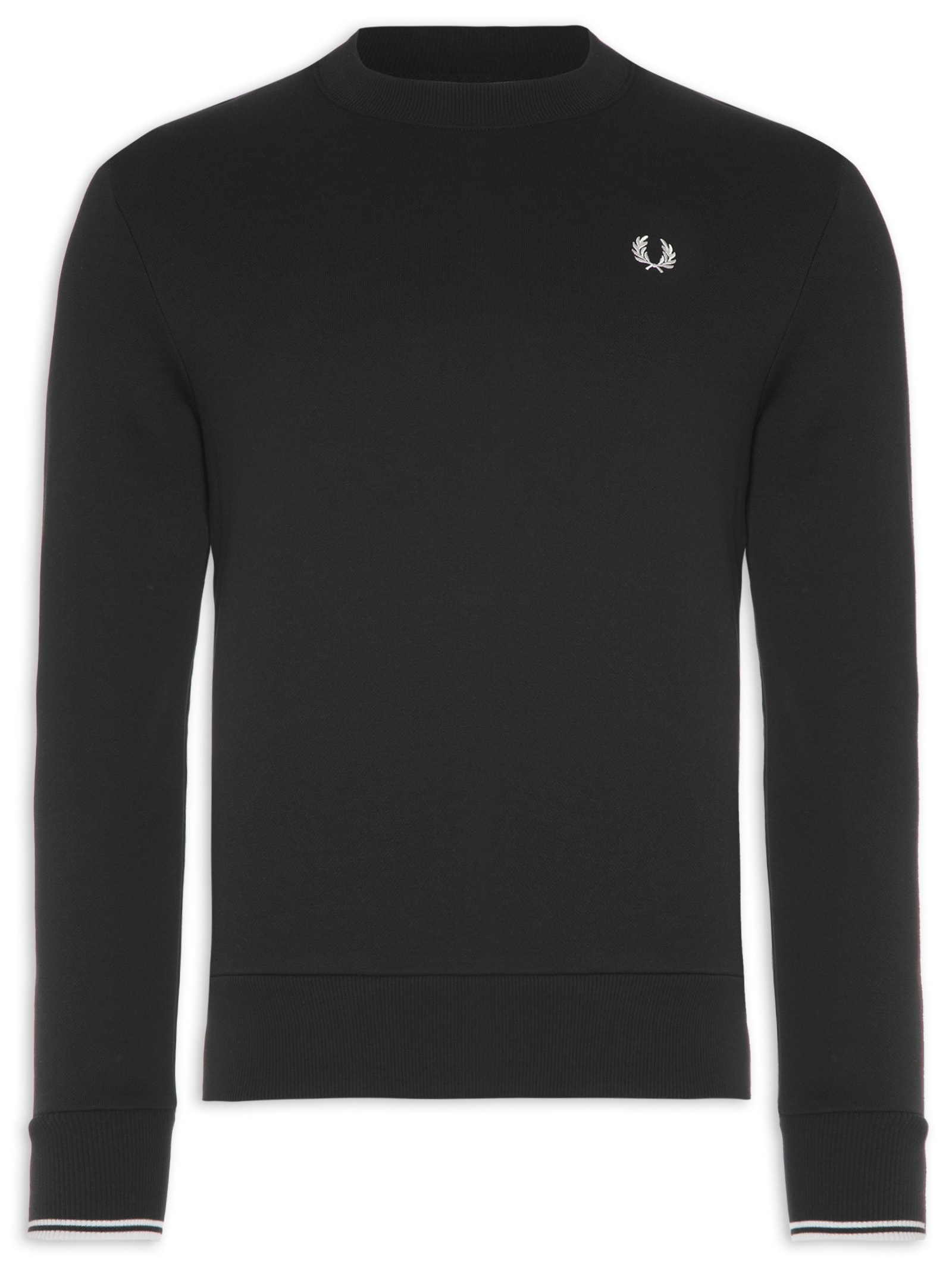 Suéter Masculino Crew Neck Sweatshirt Preto Fred Perry
