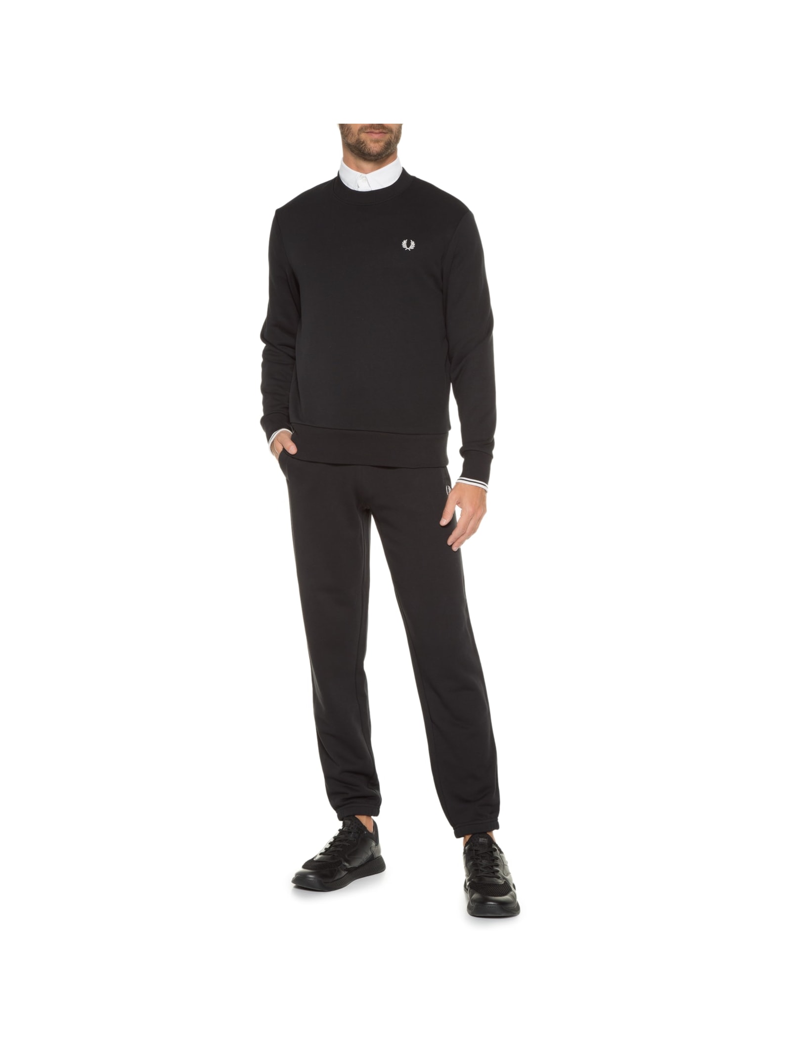 Suéter Masculino Crew Neck Sweatshirt Preto Fred Perry