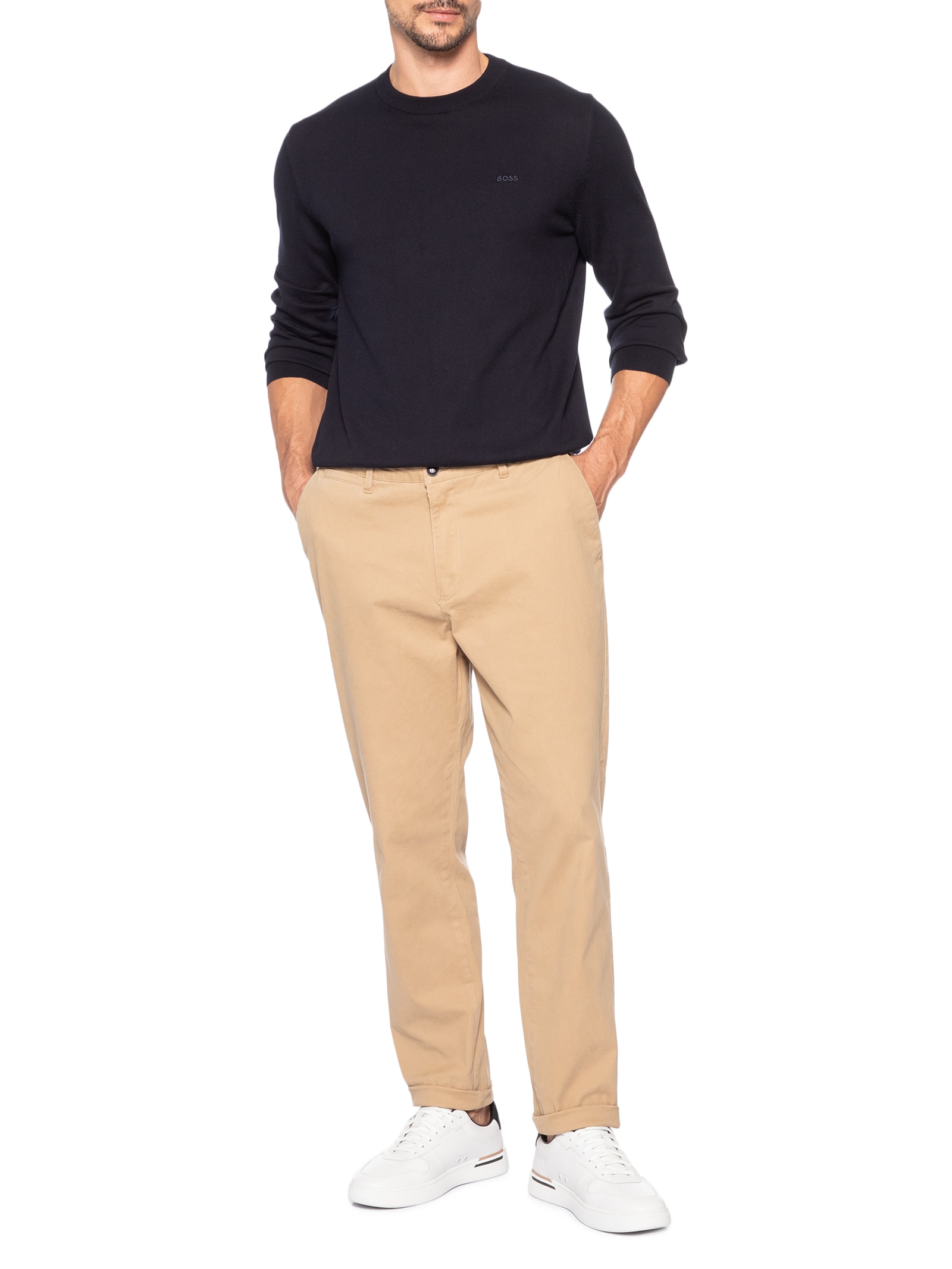 Suéter Masculino Crew Neck Upacas-L Azul Boss
